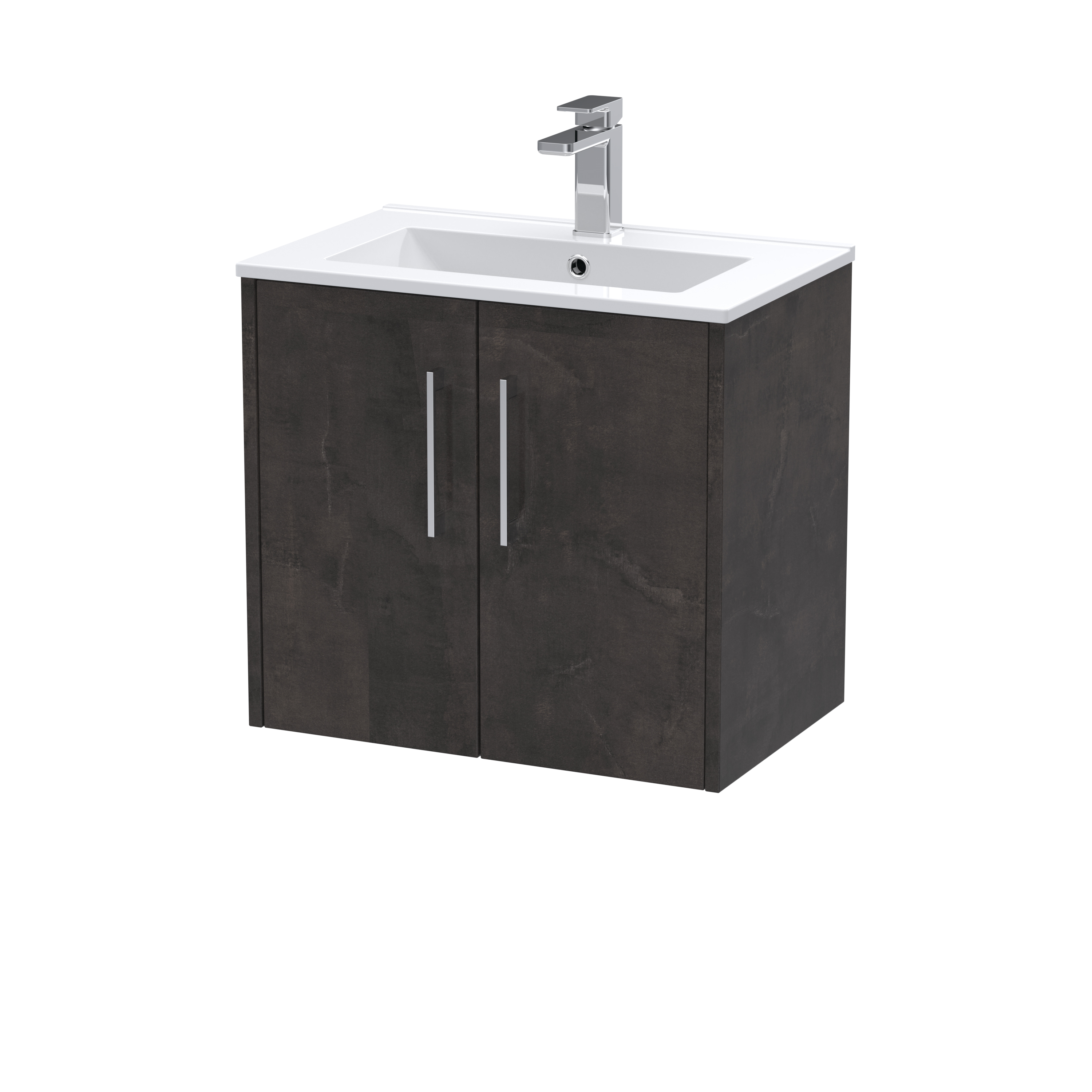 Hudson Reed Juno Metallic Slate 600mm Wall Hung 2 Door Vanity Unit and Basin JNU2623B