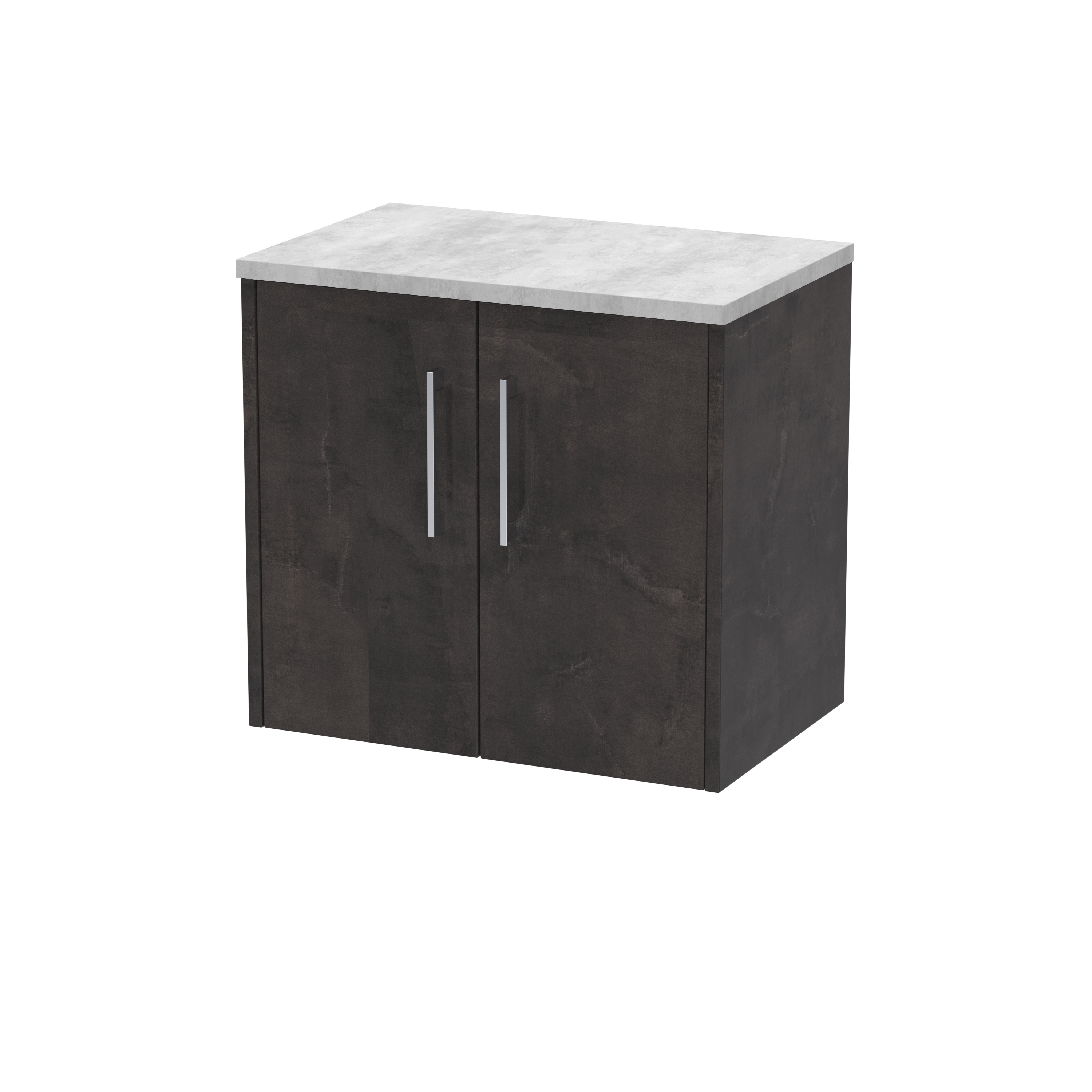 Hudson Reed Juno Metallic Slate 600mm Wall Hung 2 Door Vanity Unit and Worktop JNU2623LBG