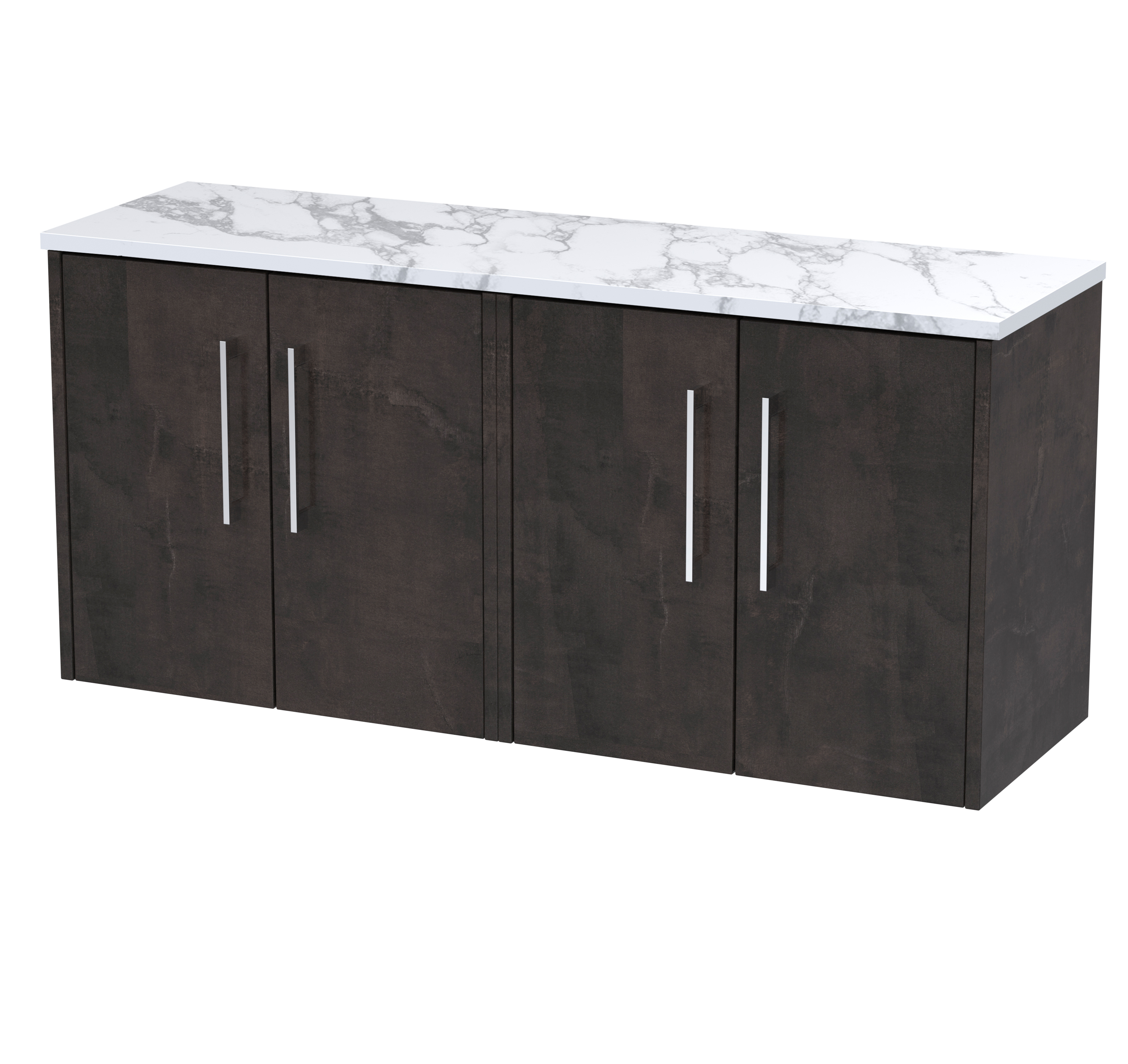 Hudson Reed Juno Metallic Slate 1200 Wall Hung 4 Door Vanity Unit and Laminate Worktop JNU2623LCM2