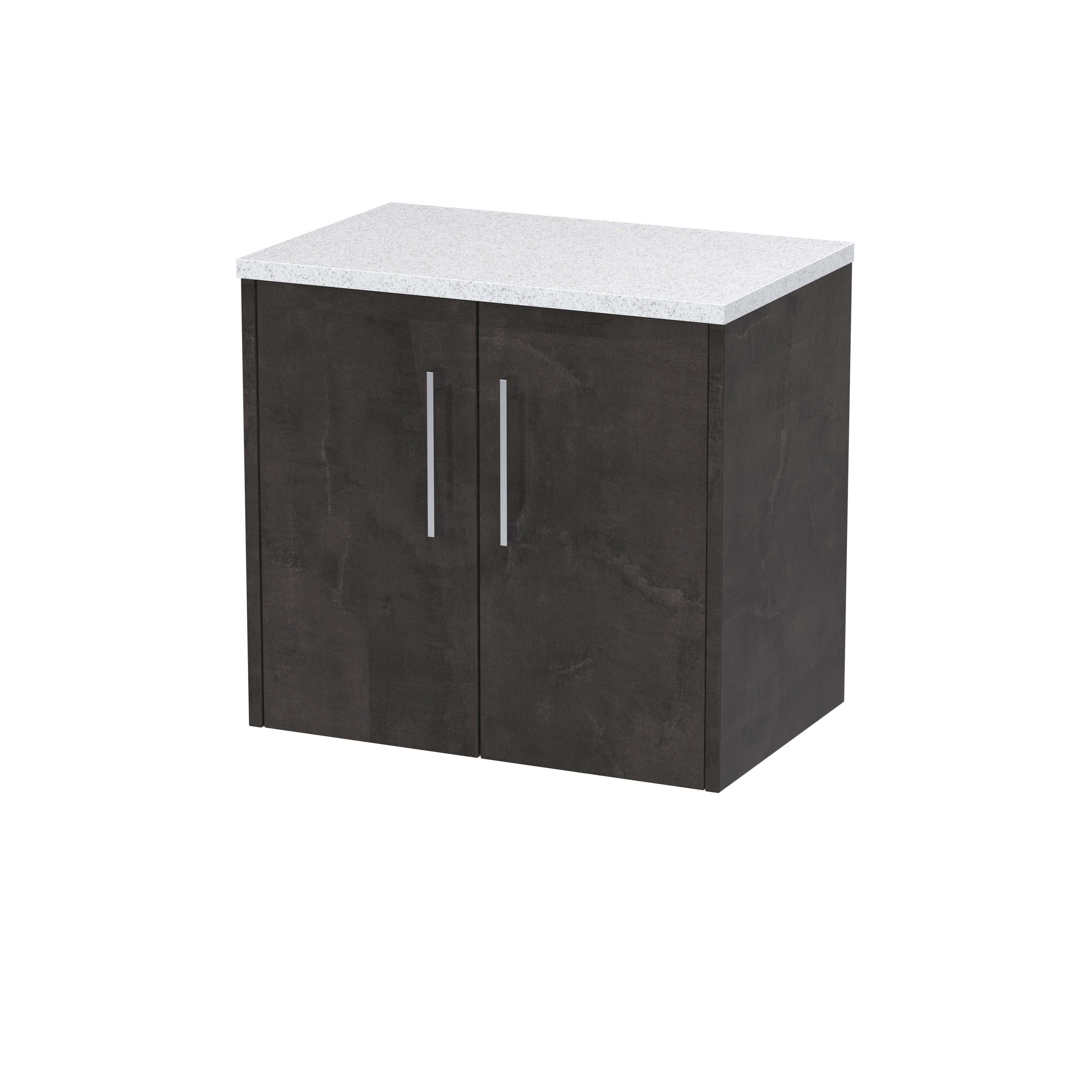 Hudson Reed Juno Metallic Slate 600mm Wall Hung 2 Door Vanity Unit and Worktop JNU2623LSW