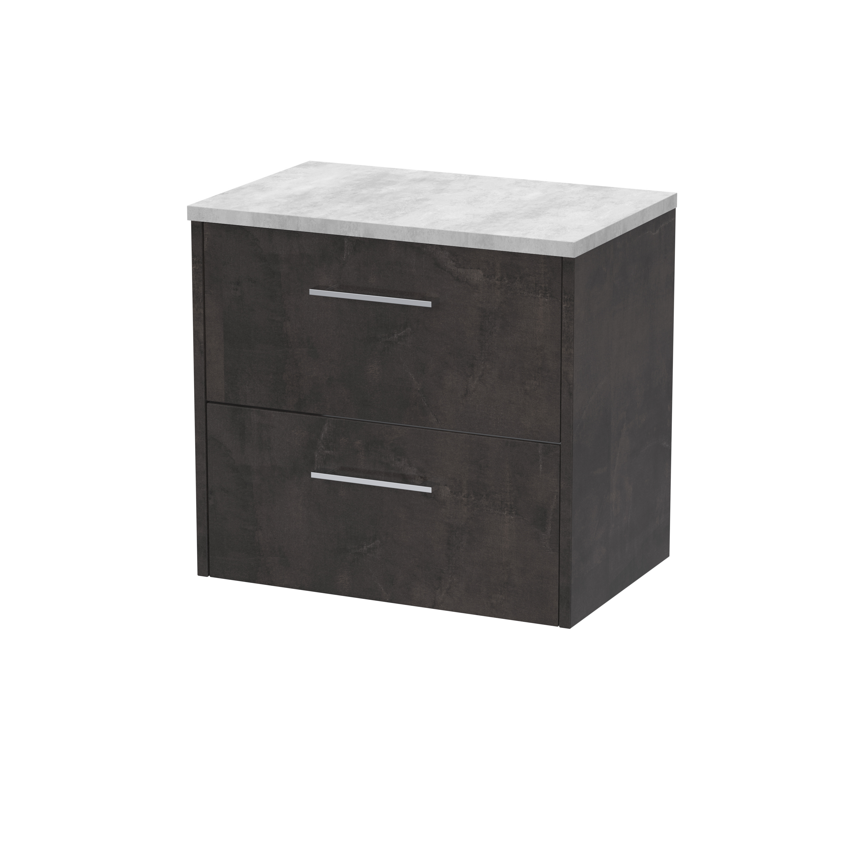 Hudson Reed Juno Metallic Slate 600mm Wall Hung 2 Drawer Vanity Unit and Worktop JNU2624LBG