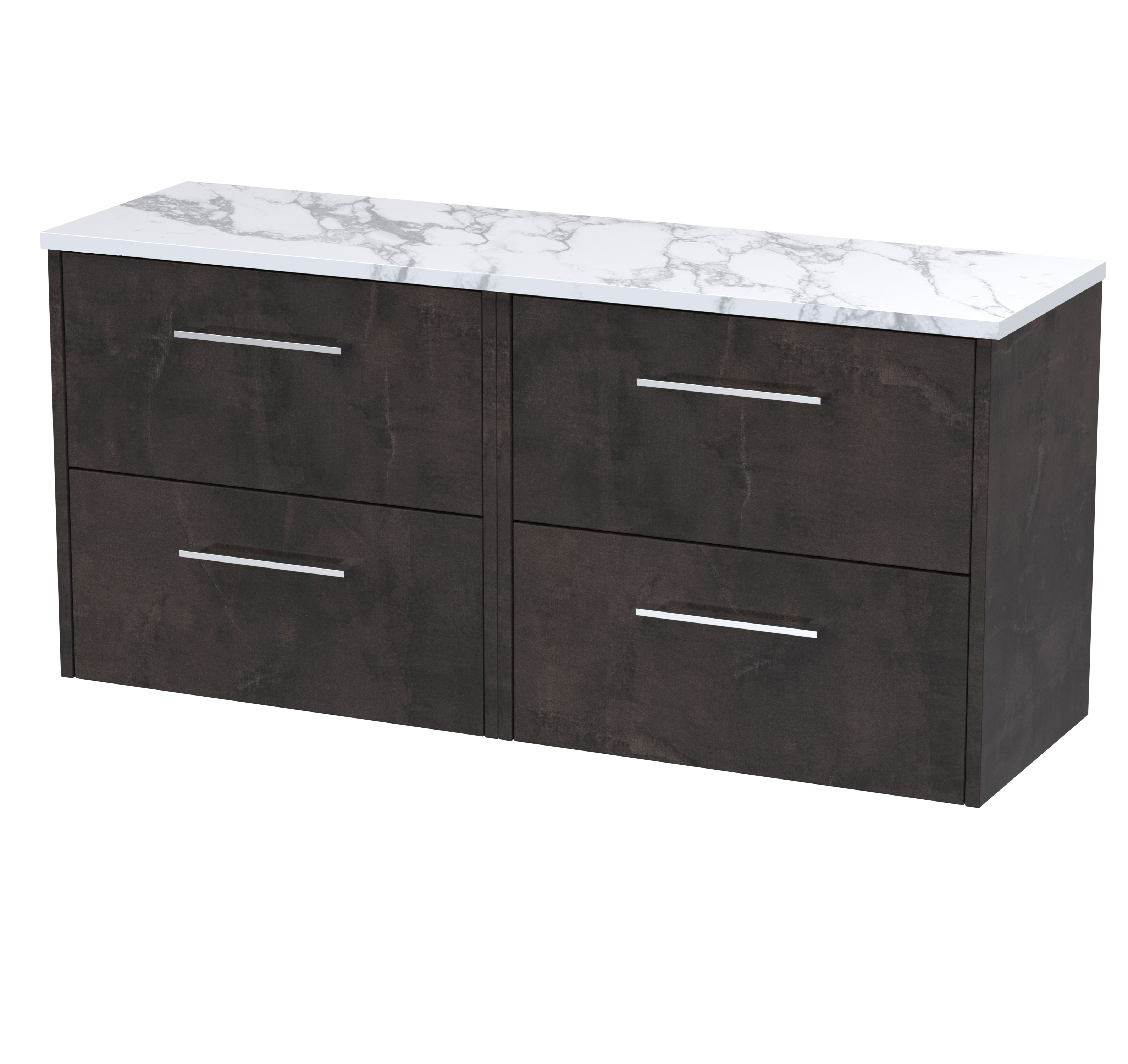 Hudson Reed Juno Metallic Slate 1200 Wall Hung 4 Drawer Vanity Unit and Laminate Worktop JNU2624LCM2