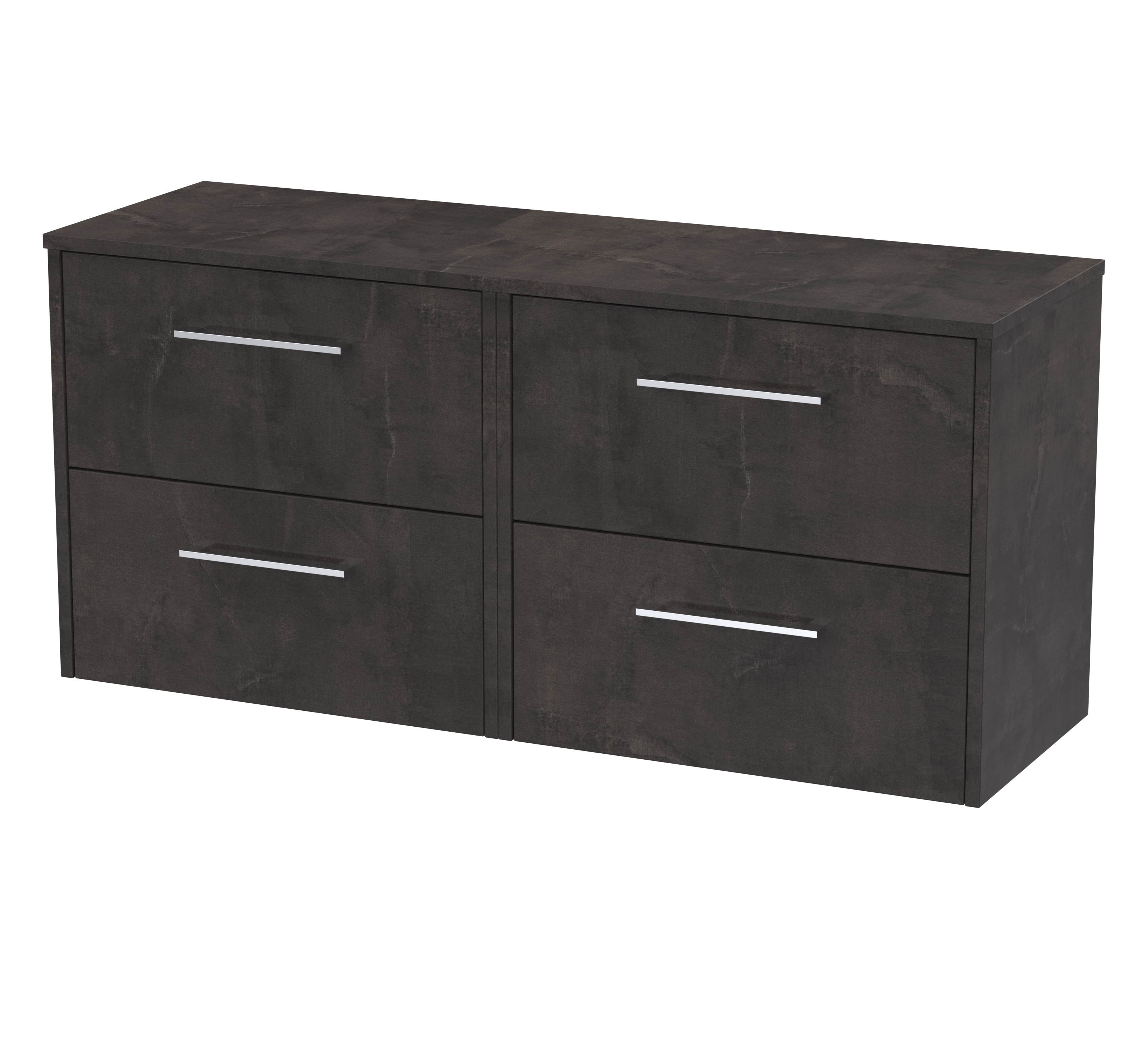 Hudson Reed Juno Metallic Slate 1200mm Wall Hung 4 Drawer Vanity Unit and Worktop JNU2624W2
