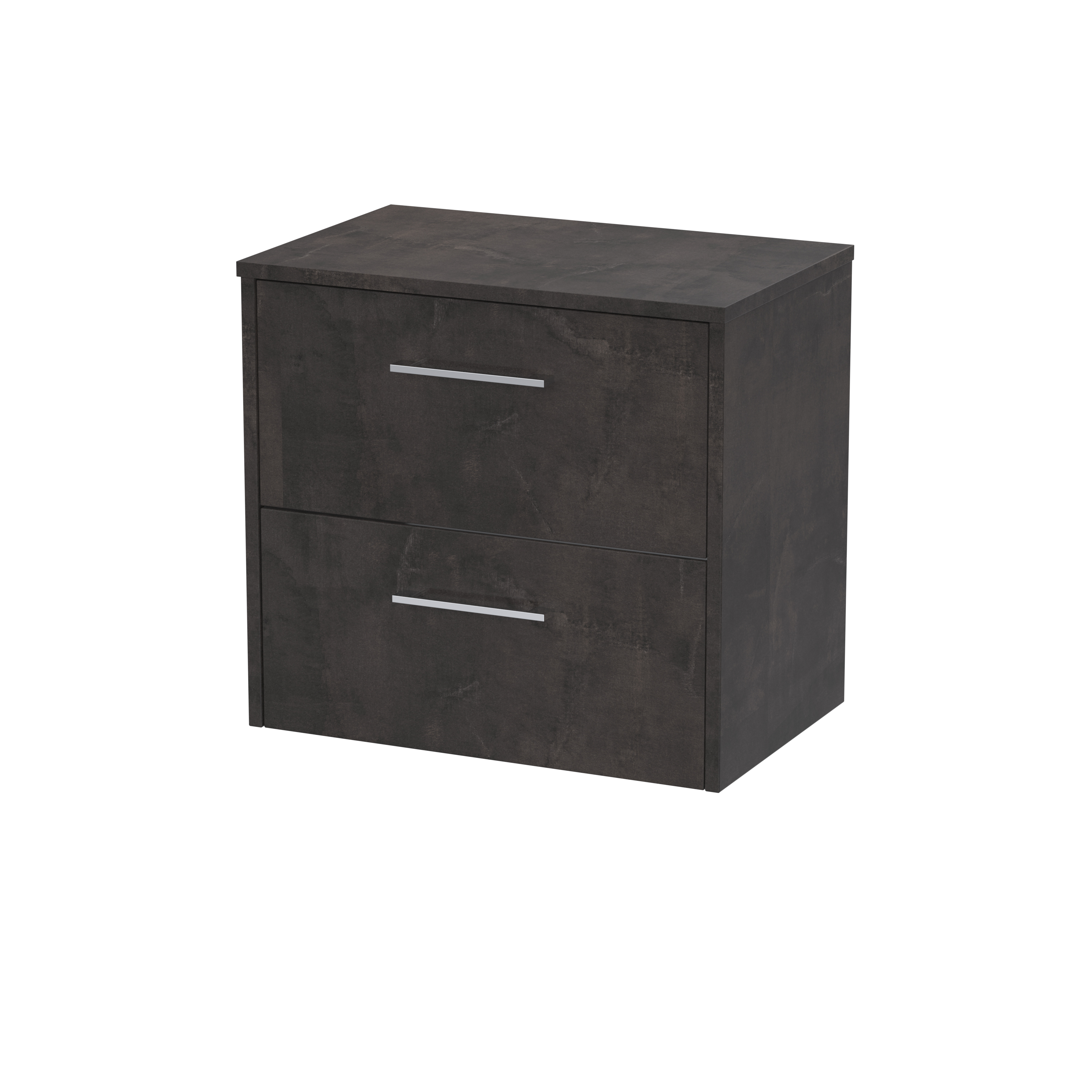 Hudson Reed Juno Metallic Slate 600mm Wall Hung 2 Drawer Vanity Unit and Worktop JNU2624W