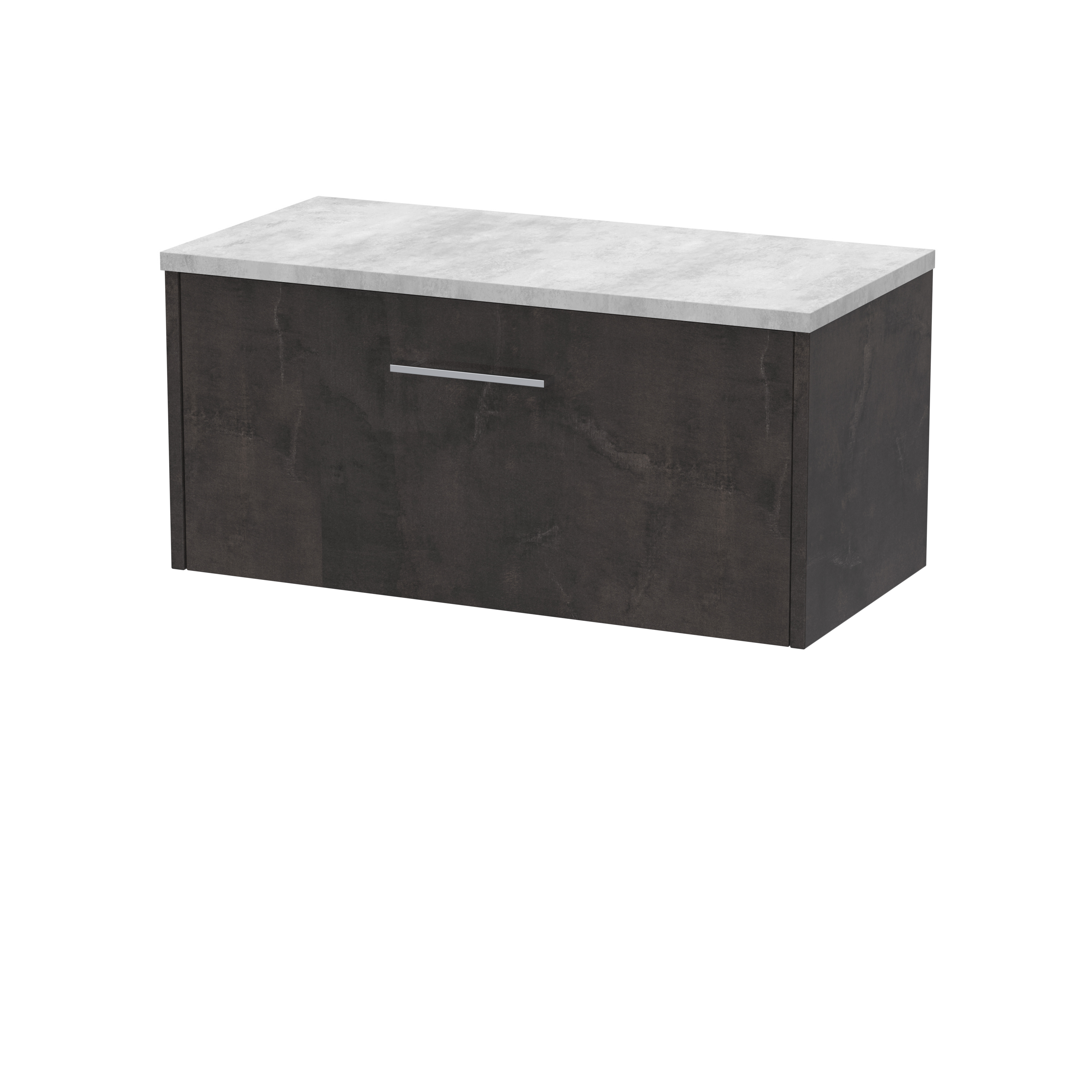 Hudson Reed Juno Metallic Slate 800mm Wall Hung 1 Drawer Vanity Unit and Worktop JNU2625LBG