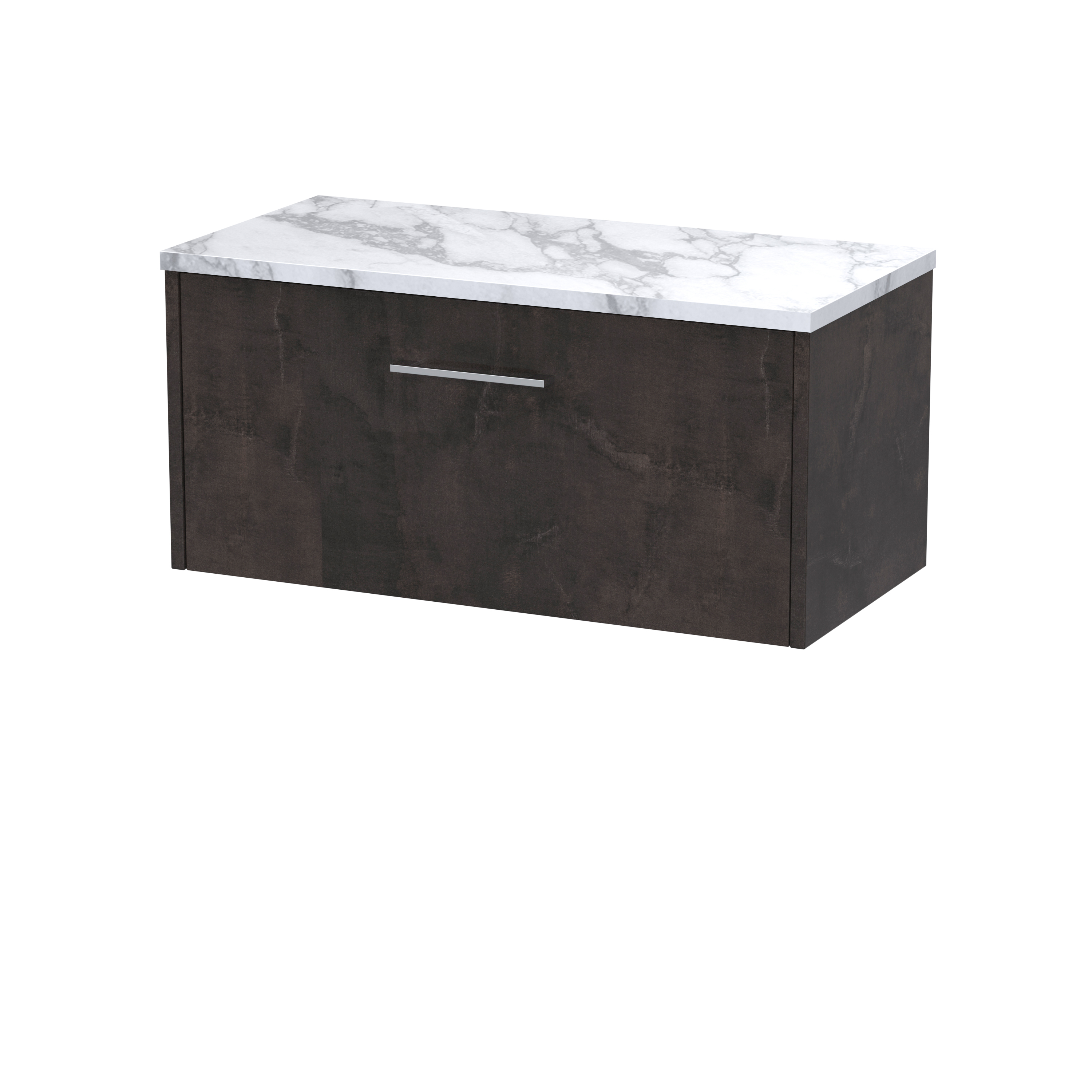 Hudson Reed Juno Metallic Slate 800 Wall Hung 1 Drawer Vanity Unit and Laminate Worktop JNU2625LCM
