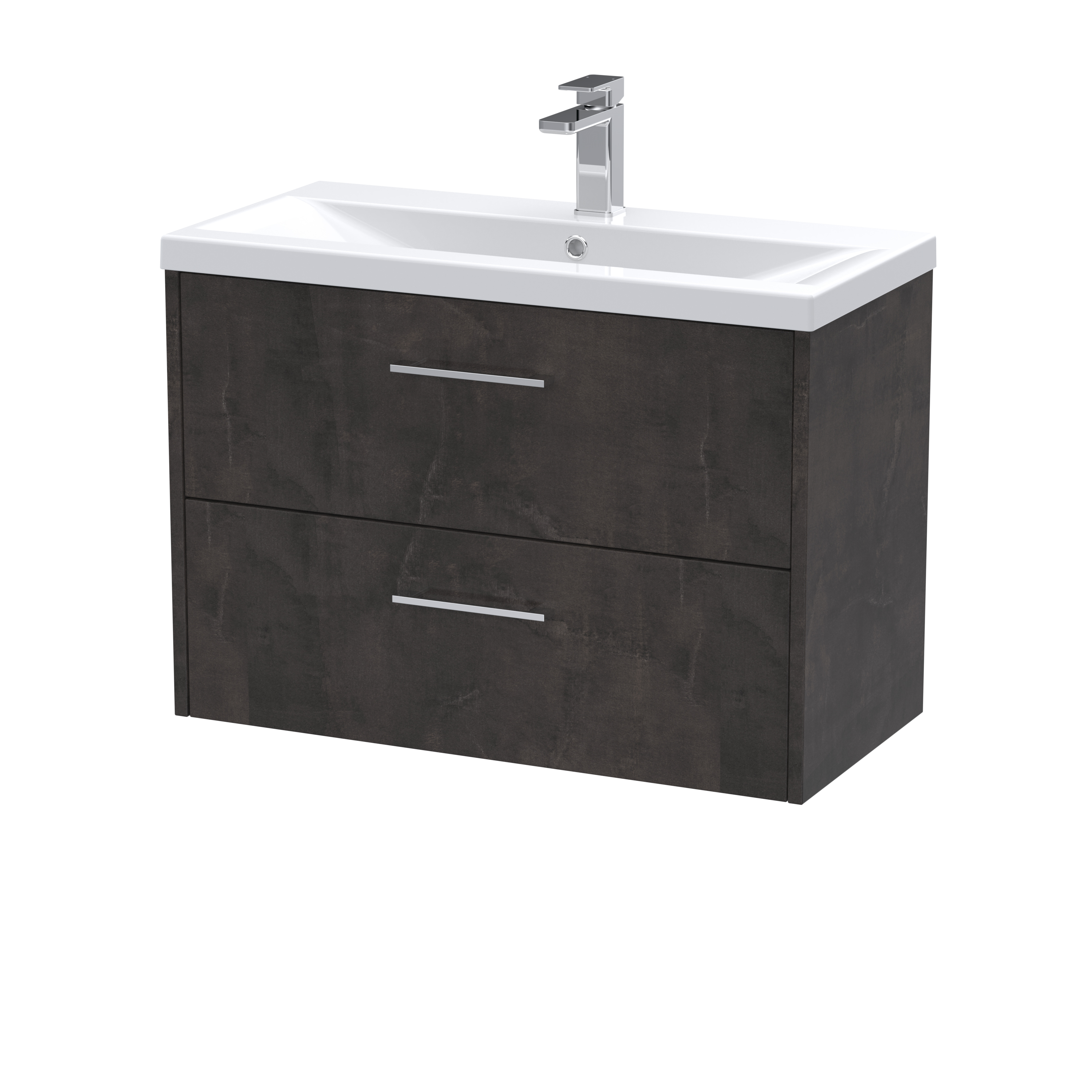 Hudson Reed Juno Metallic Slate 800mm Wall Hung 2 Drawer Vanity Unit and Mid Edge Ceramic Basin JNU2626A