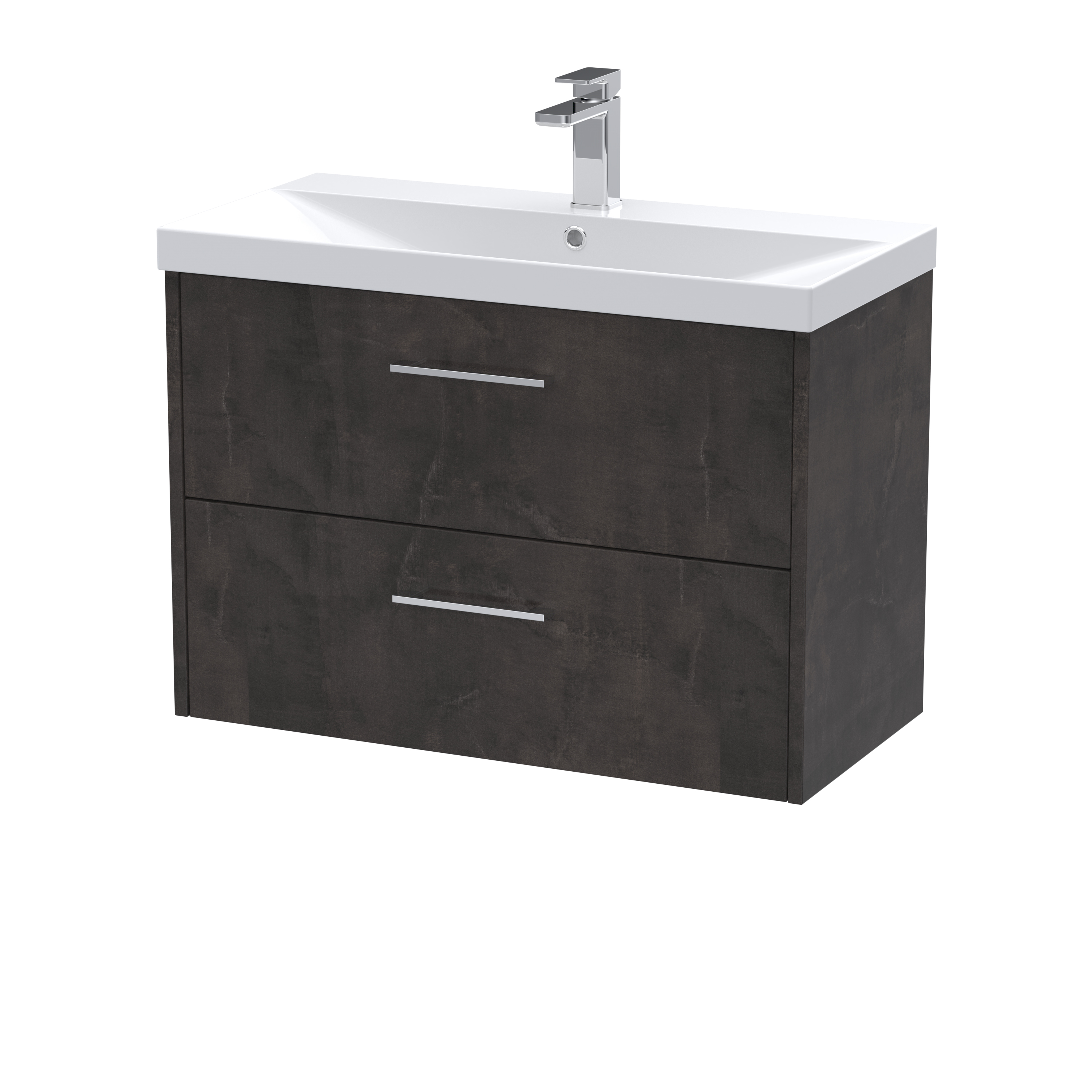Hudson Reed Juno Metallic Slate 800mm Wall Hung 2 Drawer Vanity Unit and Thin Edge Basin JNU2626D