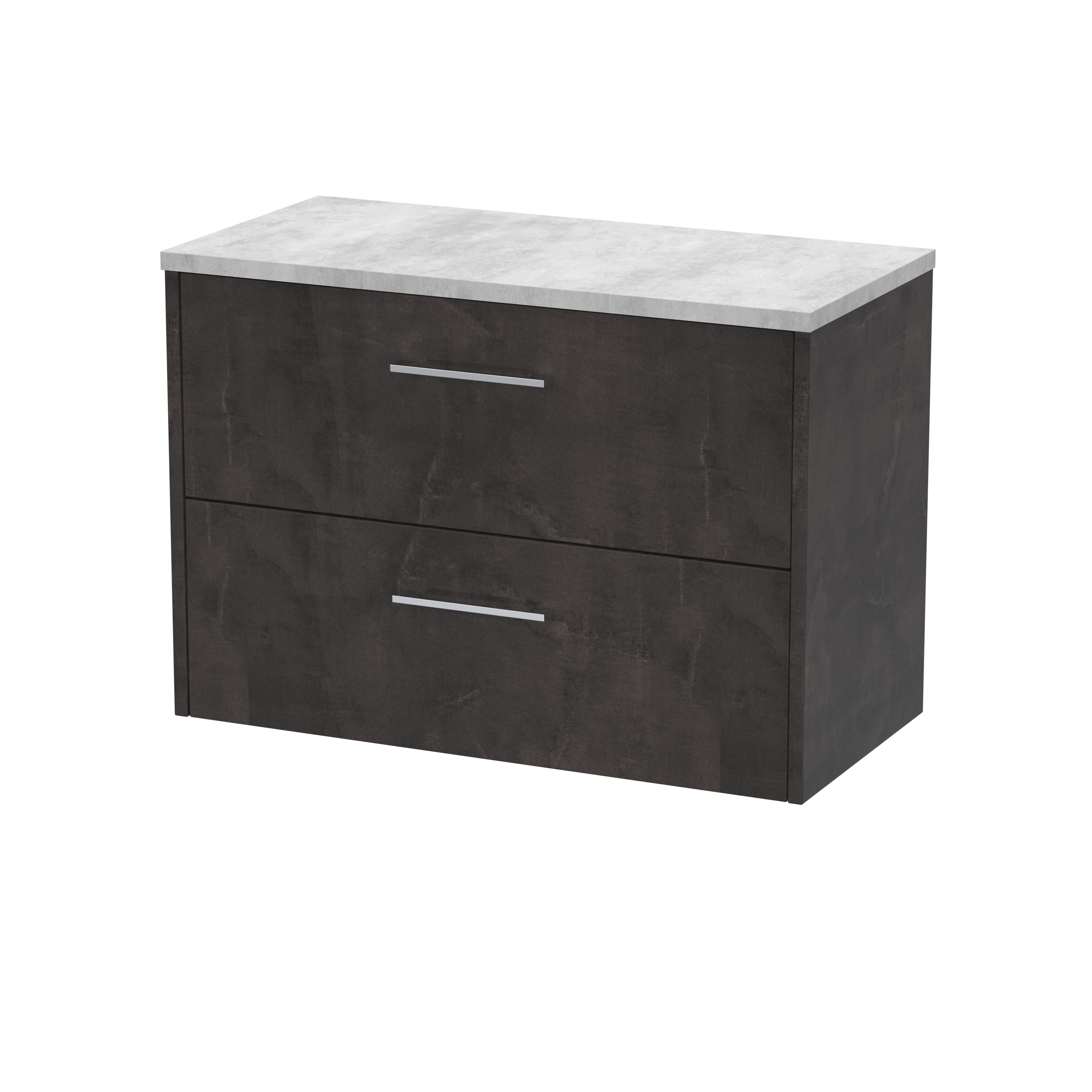 Hudson Reed Juno Metallic Slate 800mm Wall Hung 2 Drawer Vanity Unit and Worktop JNU2626LBG