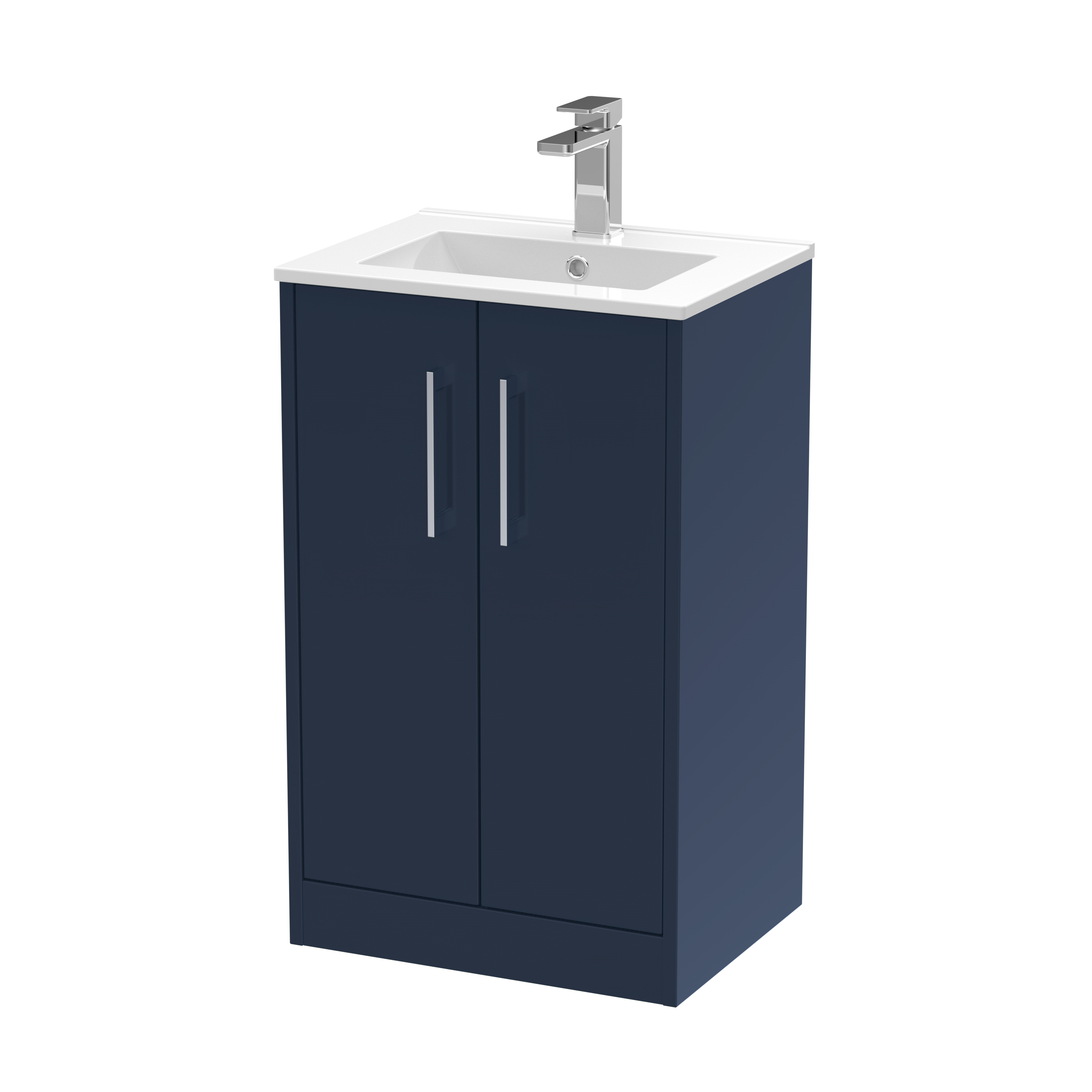 Hudson Reed Juno Midnight Blue 500mm Floor Standing 2 Door Vanity Unit and Minimalist Basin JNU2901B
