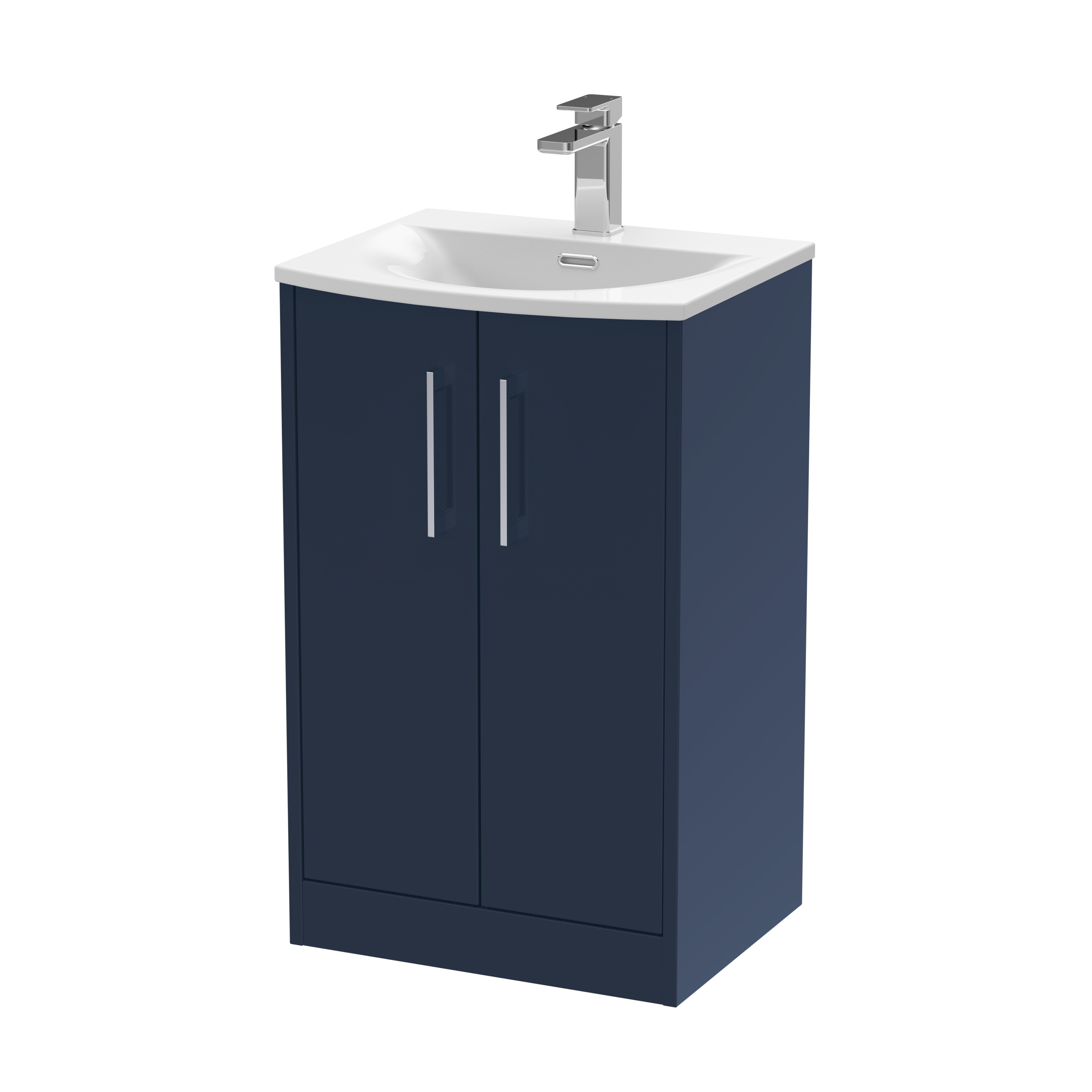 Hudson Reed Juno Midnight Blue 500mm Floor Standing 2 Door Vanity Unit and Curved Ceramic Basin JNU2901G