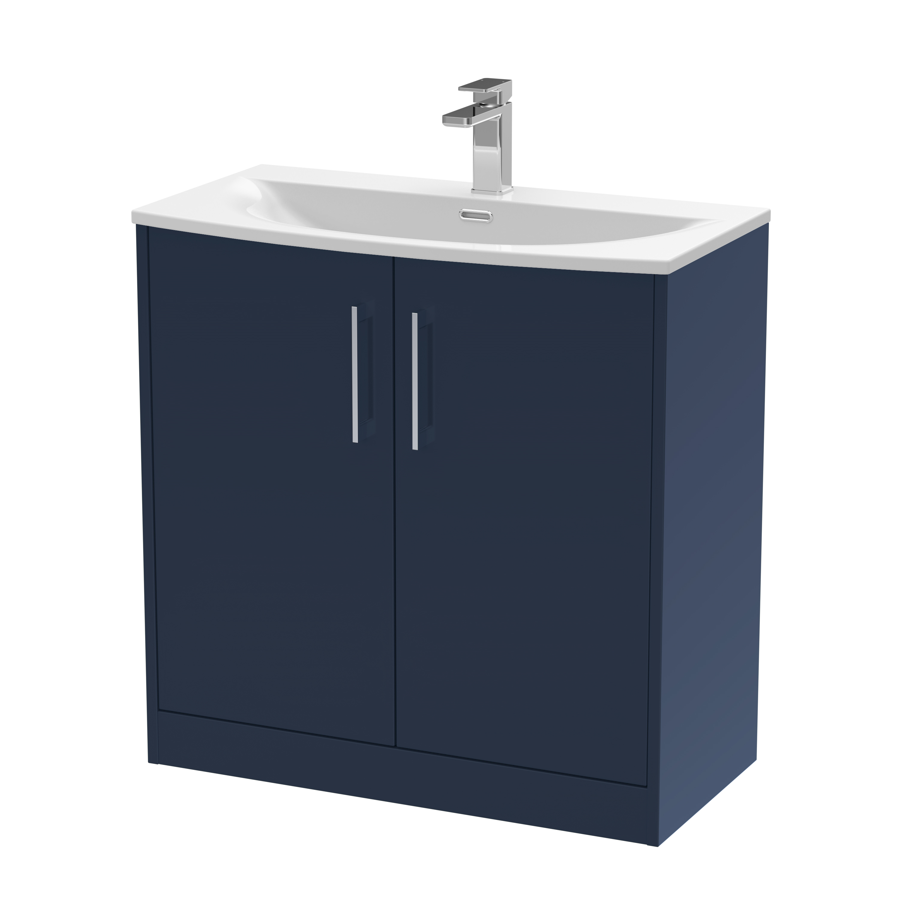 Hudson Reed Juno Midnight Blue 800mm Floor Standing 2 Door Vanity Unit and Curved Ceramic Basin JNU2905G