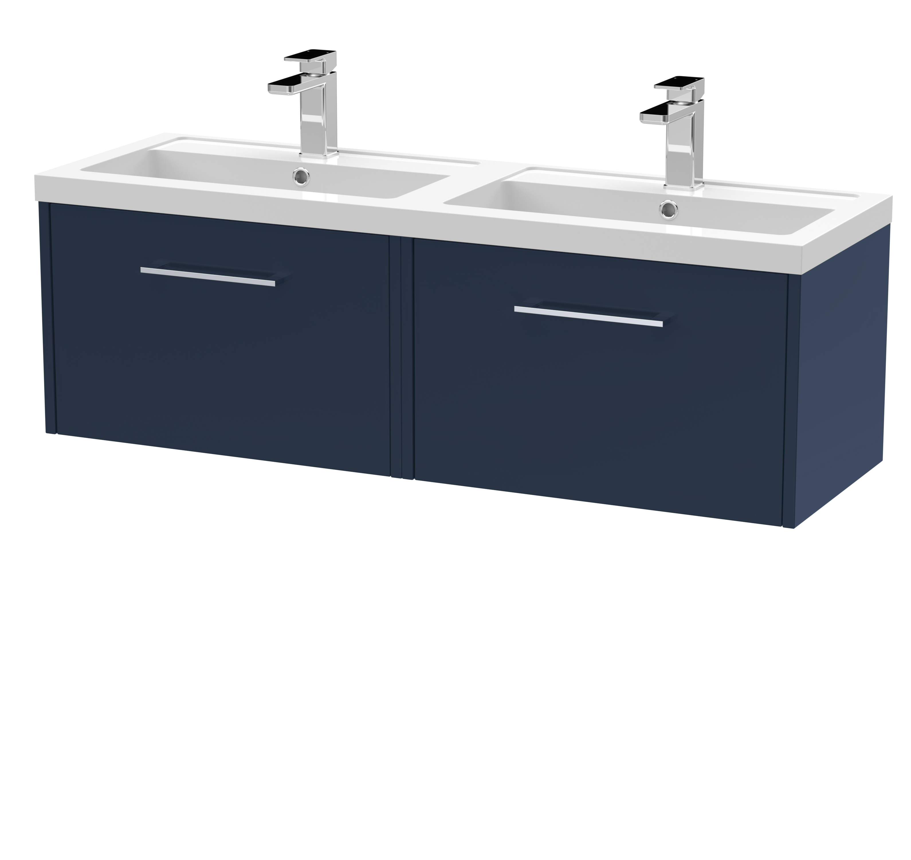 Hudson Reed Juno Midnight Blue 1200mm Wall Hung 2 Drawer Vanity Unit and Double Basin JNU2922C