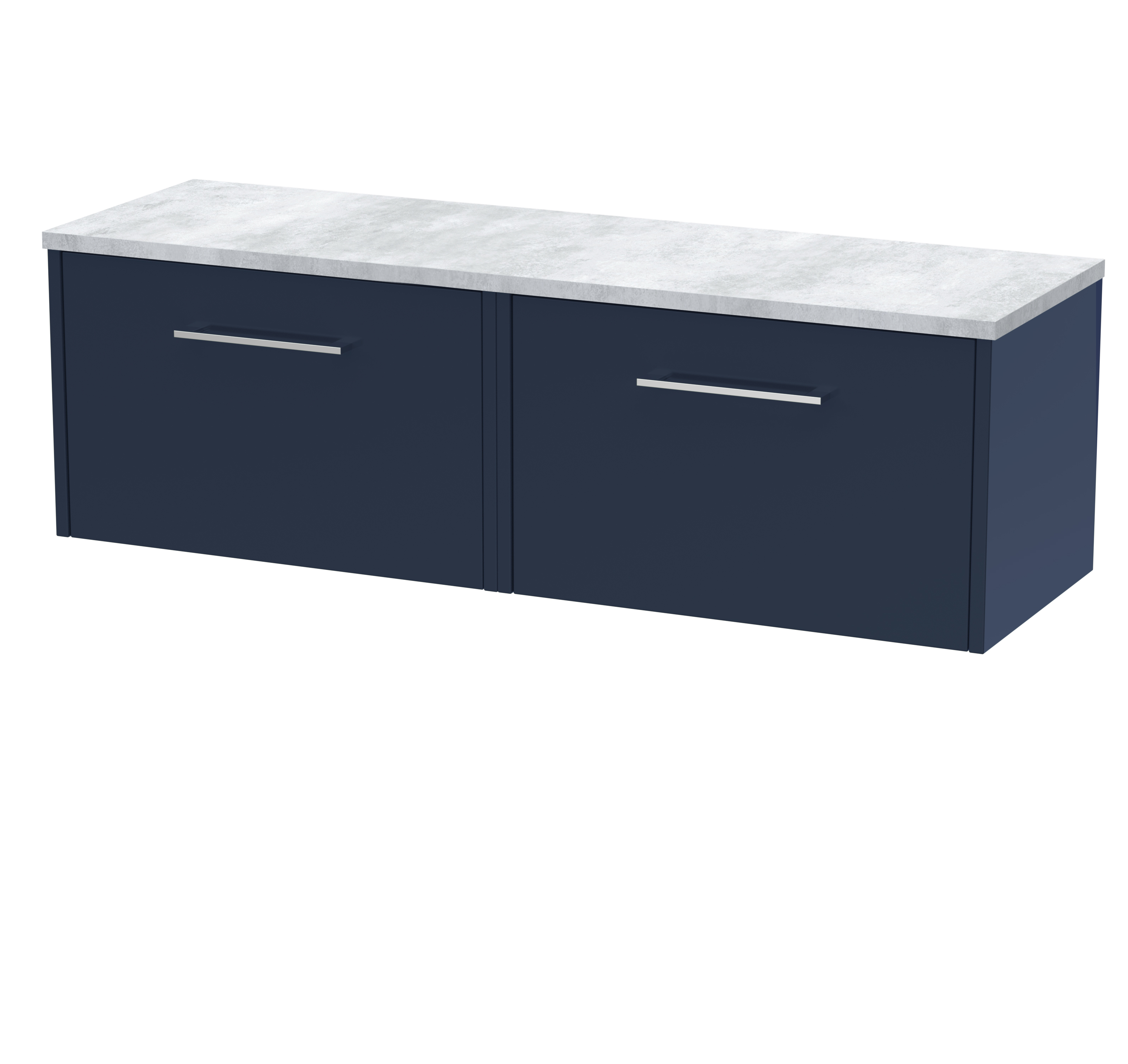 Hudson Reed Juno Midnight Blue 1200 Wall Hung 2 Drawer Vanity Unit and Laminate Worktop JNU2922LBG2