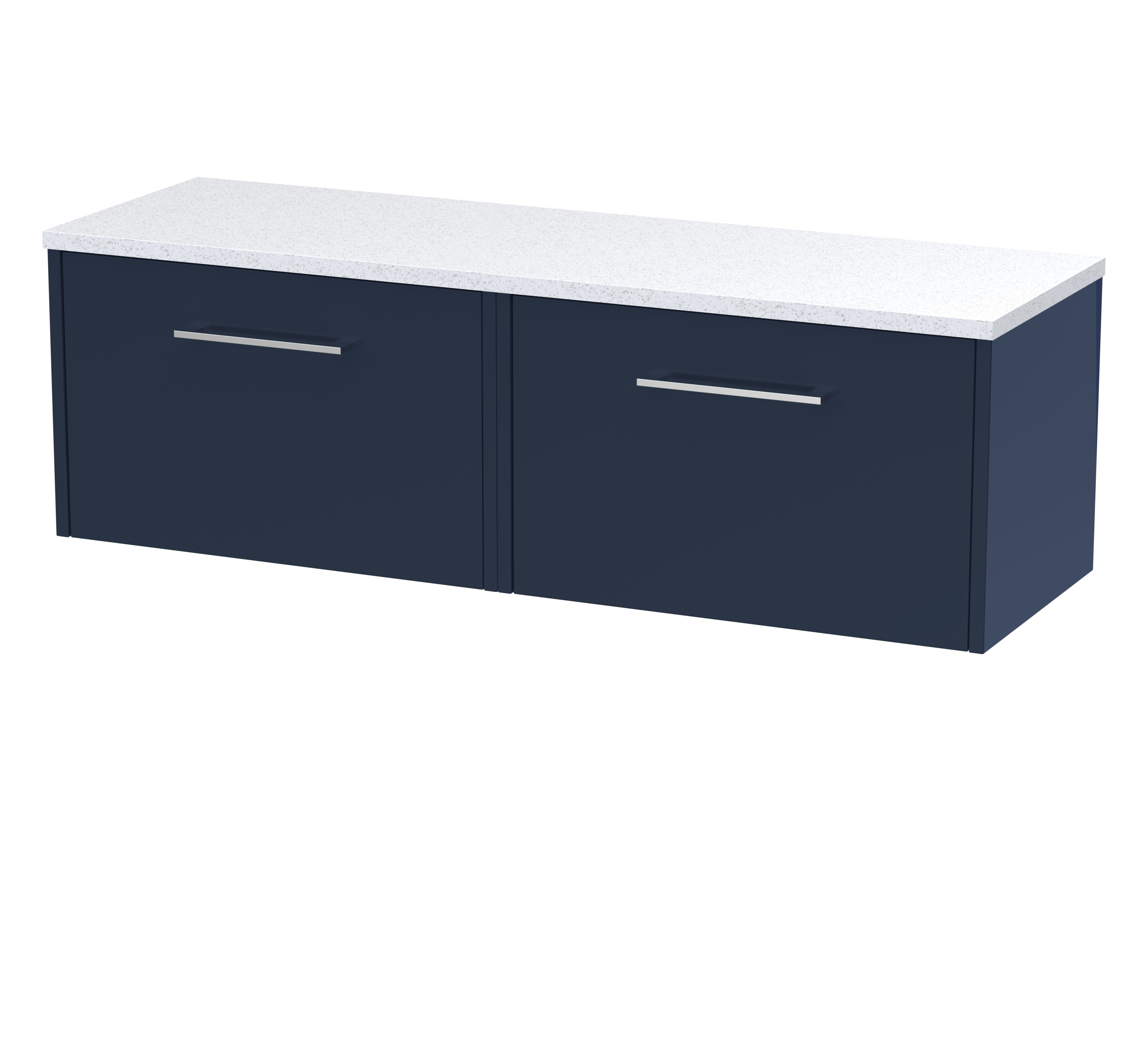 Hudson Reed Juno Midnight Blue 1200 Wall Hung 2 Drawer Vanity Unit and Laminate Worktop JNU2922LSW2