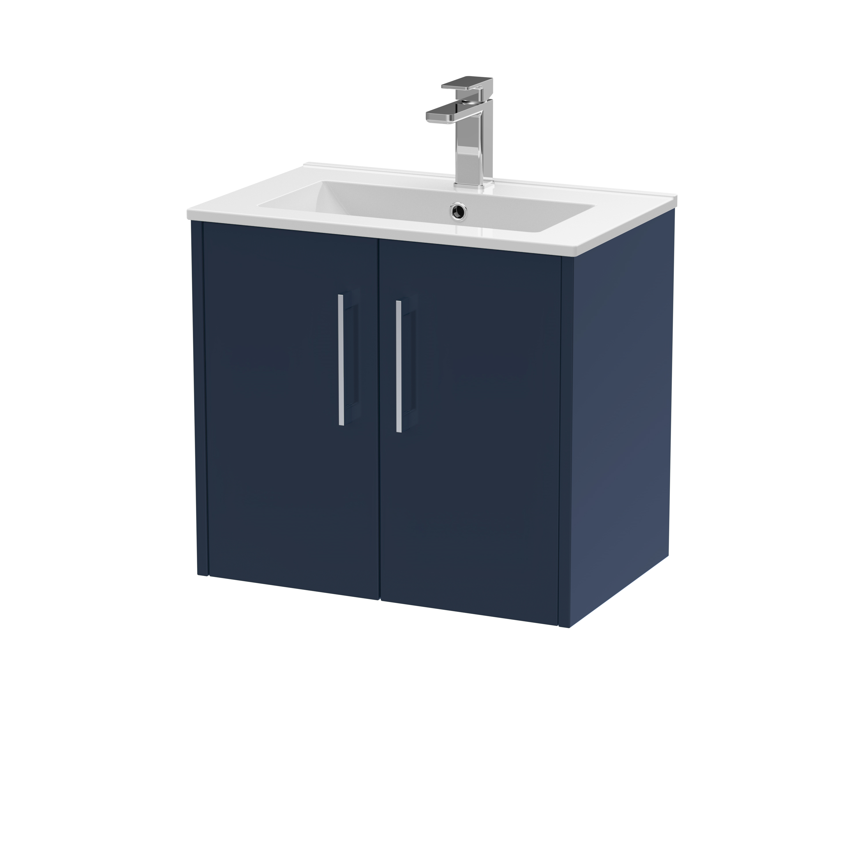 Hudson Reed Juno Midnight Blue 600mm Wall Hung 2 Door Vanity Unit and Minimalist Basin JNU2923B