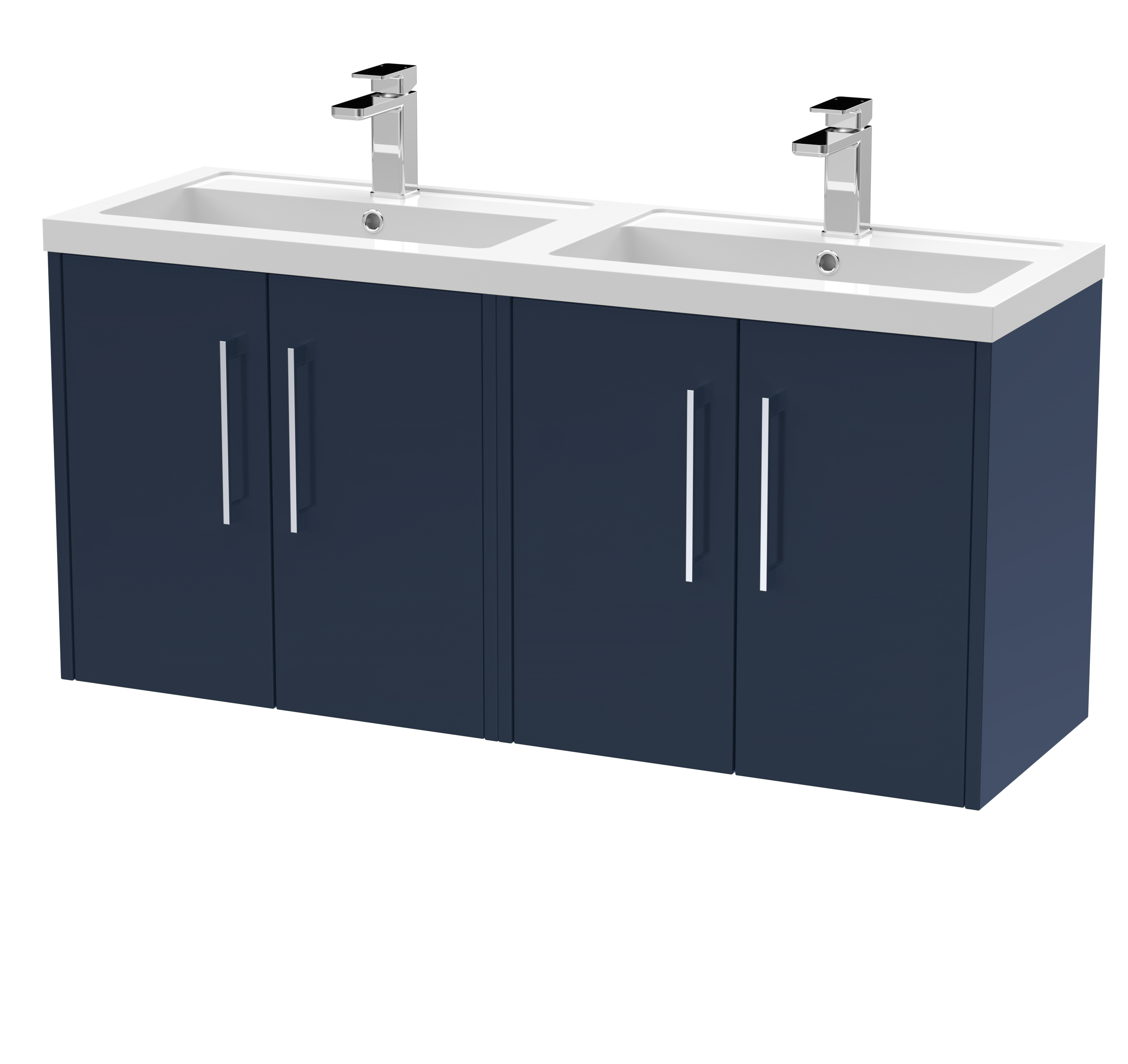 Hudson Reed Juno Midnight Blue 1200mm Wall Hung 4 Door Vanity Unit and Double Basin JNU2923C