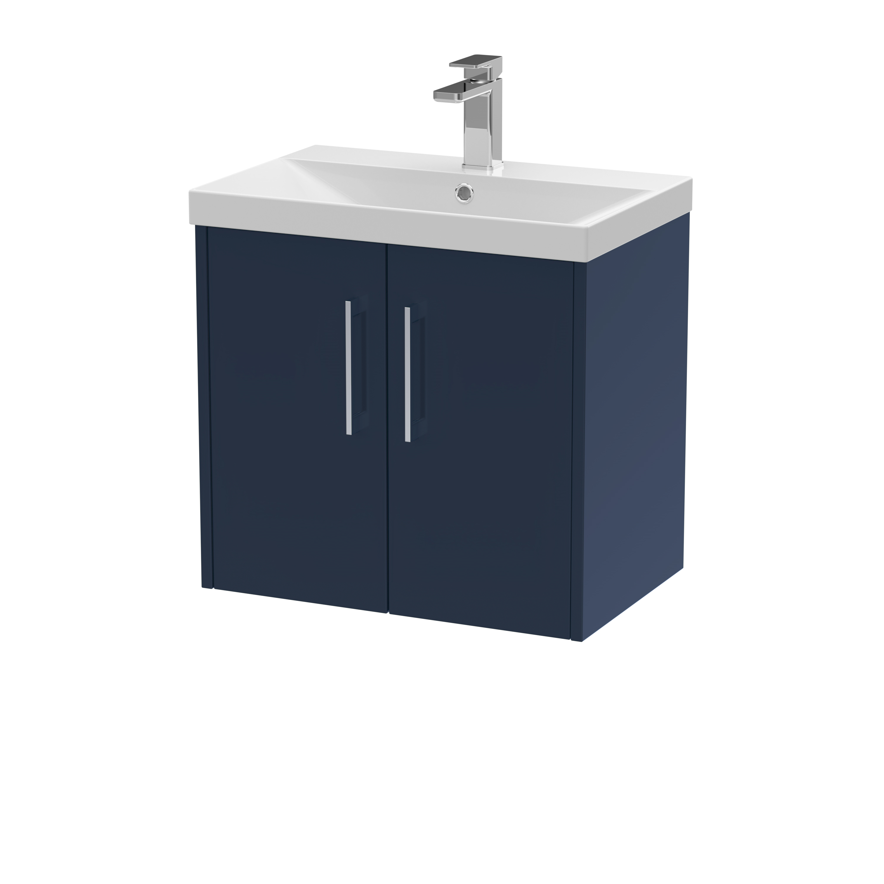 Hudson Reed Juno Midnight Blue 600mm Wall Hung 2 Door Vanity Unit and Thin Edge Basin JNU2923D