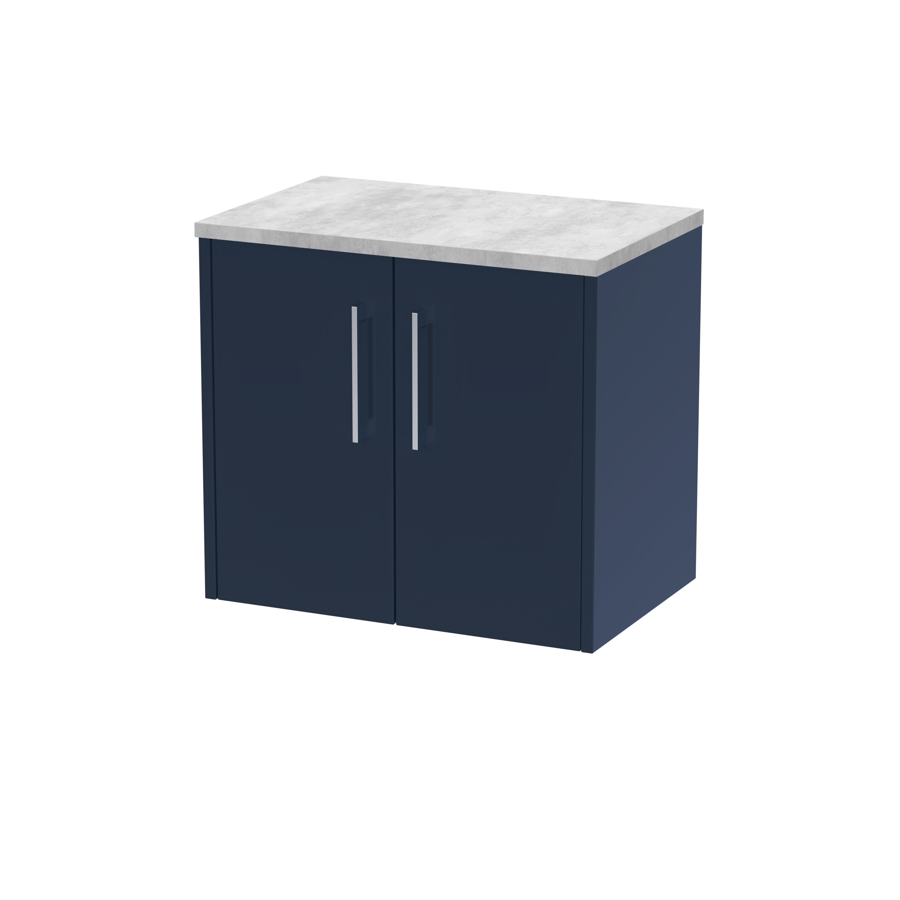 Hudson Reed Juno Midnight Blue 600mm Wall Hung 2 Door Vanity Unit and Laminate Worktop JNU2923LBG