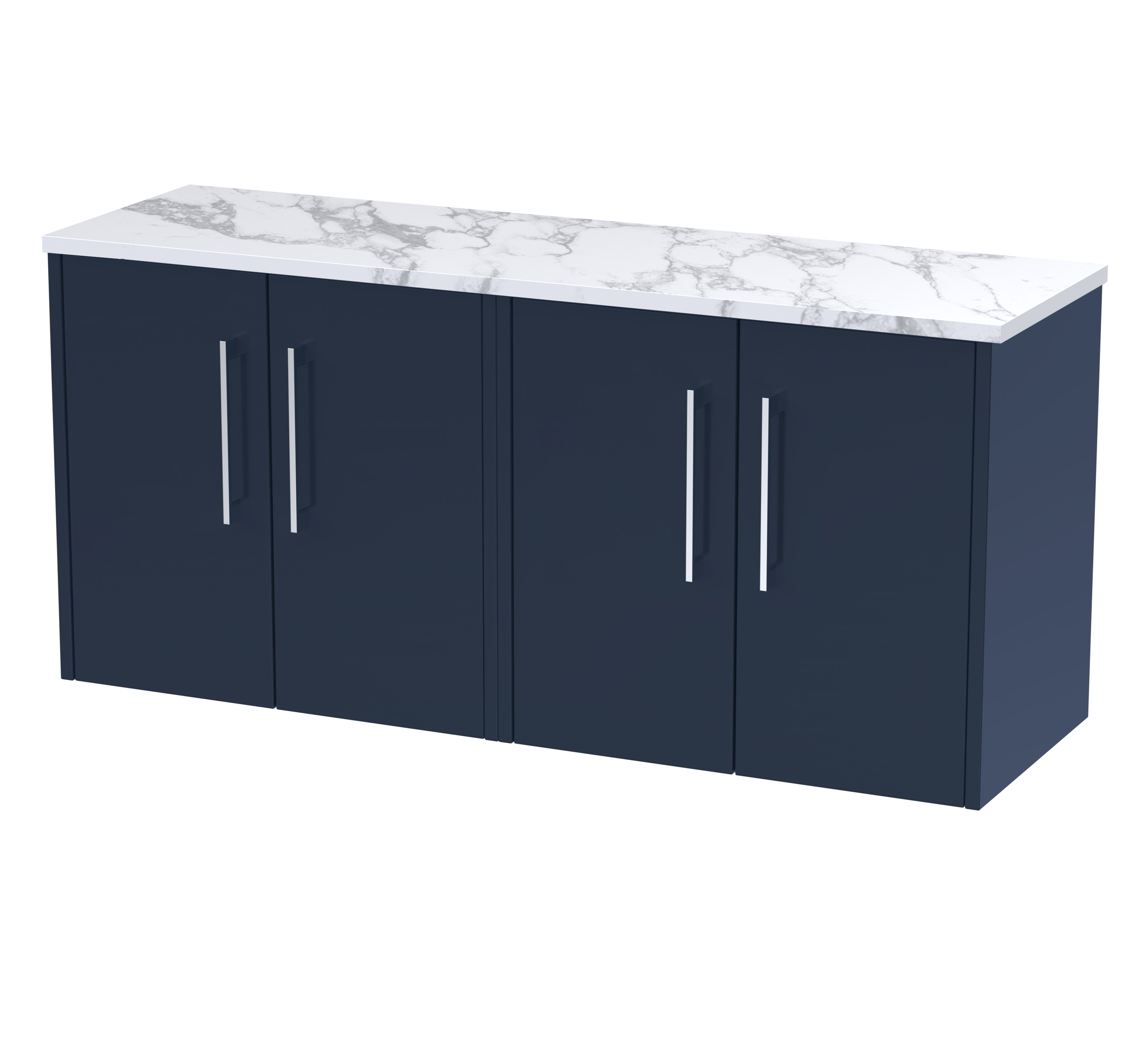 Hudson Reed Juno Midnight Blue 1200 Wall Hung 4 Door Vanity Unit and Laminate Worktop JNU2923LCM2