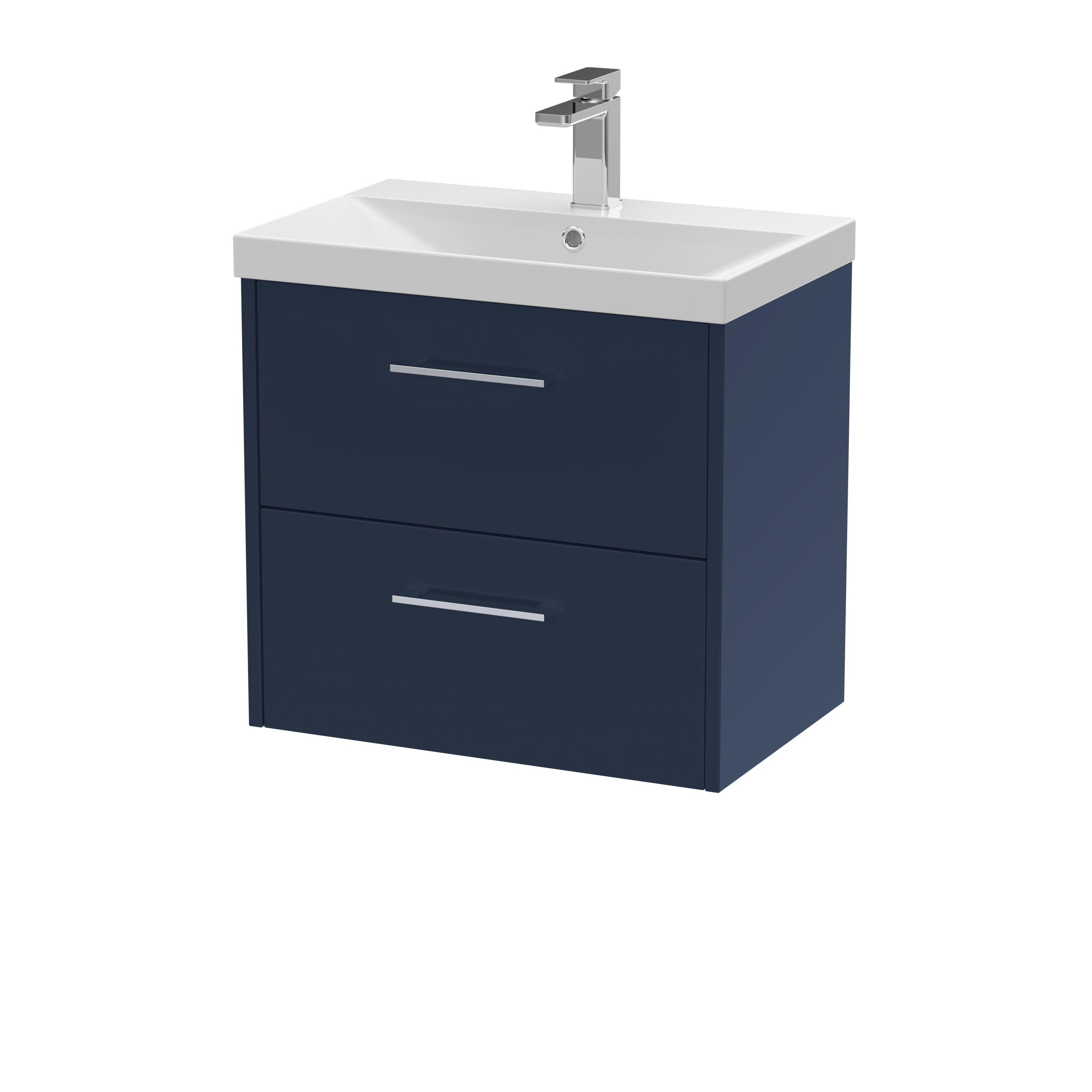 Hudson Reed Juno Midnight Blue 600mm Wall Hung 2 Drawer Vanity Unit and Thin Edge Basin JNU2924D