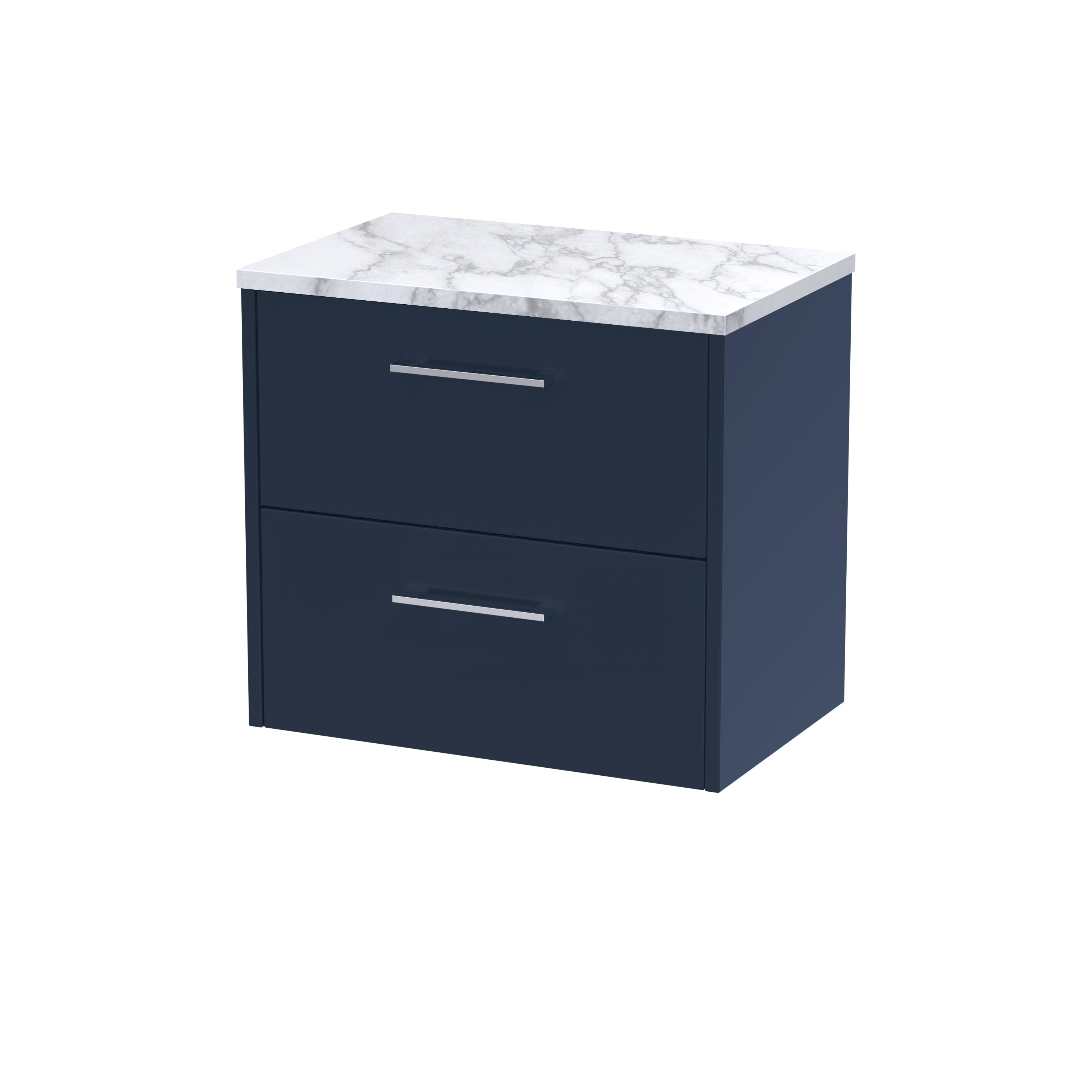 Hudson Reed Juno Midnight Blue 600 Wall Hung 2 Drawer Vanity Unit and Laminate Worktop JNU2924LCM