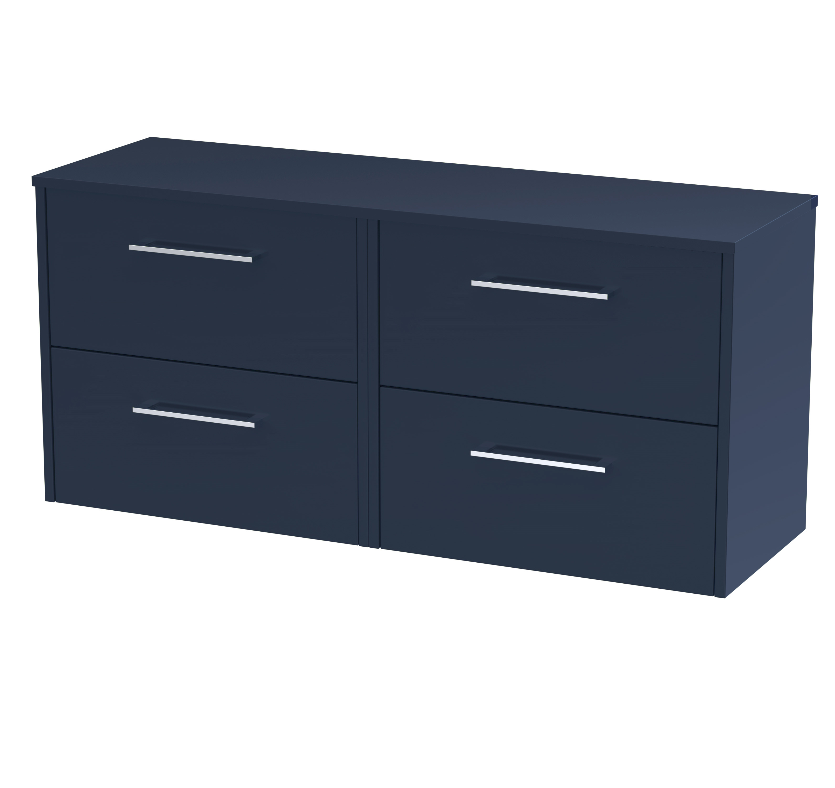 Hudson Reed Juno Midnight Blue 1200mm Wall Hung 4 Drawer Vanity Unit and Worktop JNU2924W2