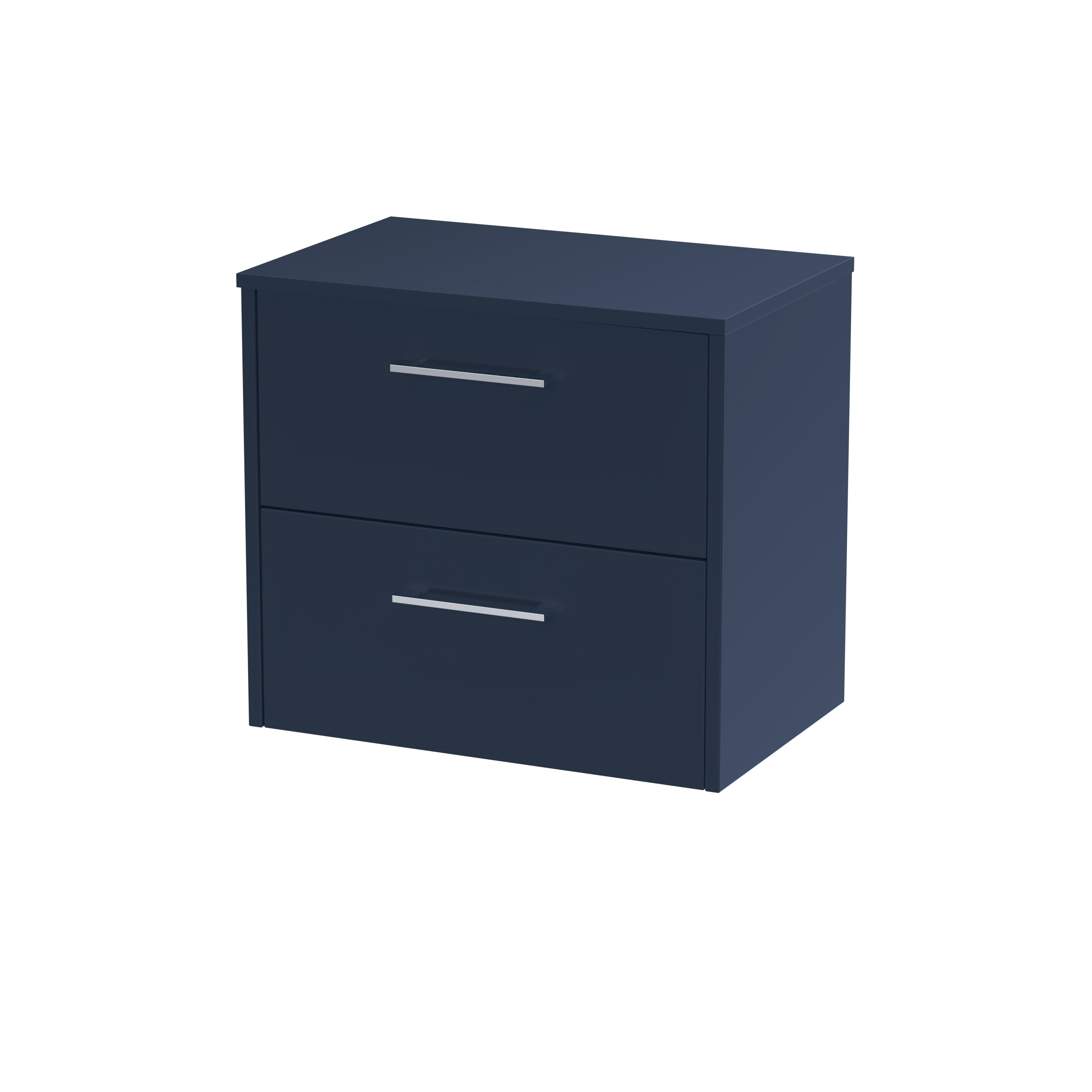 Hudson Reed Juno Midnight Blue 600mm Wall Hung 2 Drawer Vanity Unit and Worktop JNU2924W