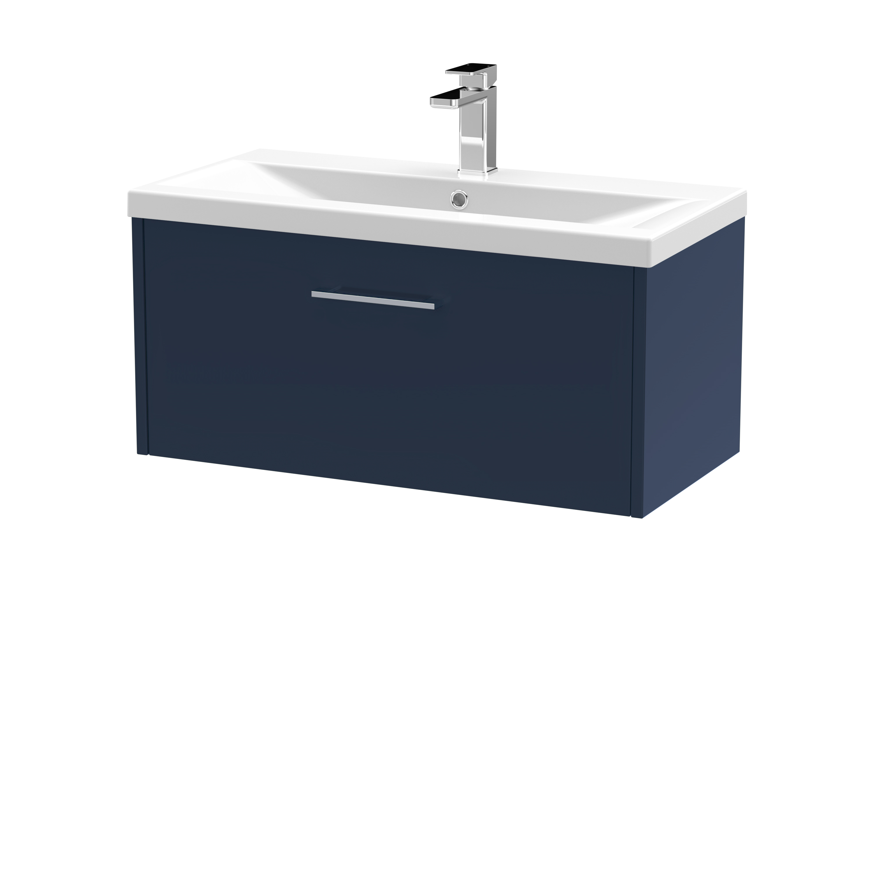 Hudson Reed Juno Midnight Blue 800mm Wall Hung Vanity Unit and Mid Edge Ceramic Basin JNU2925A