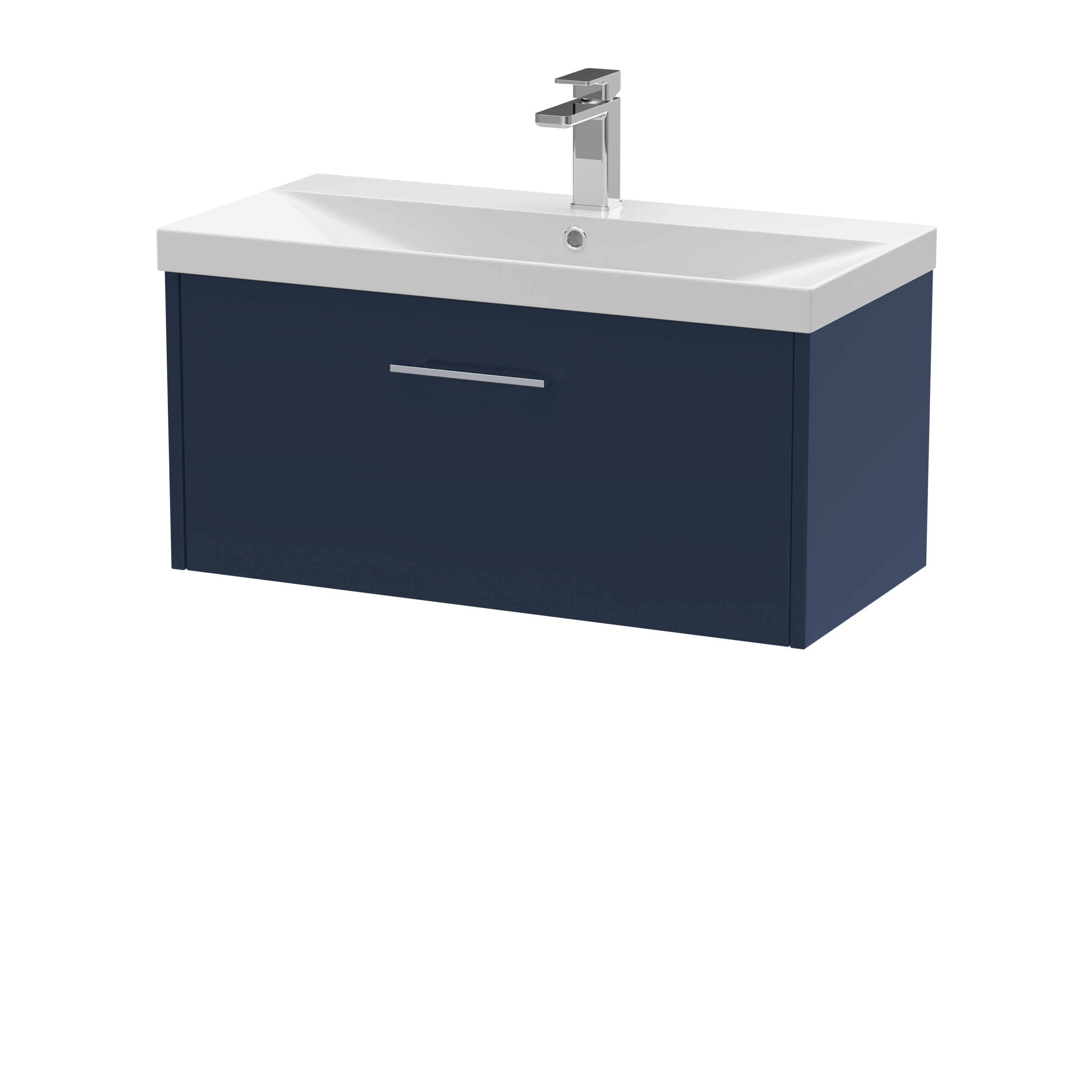 Hudson Reed Juno Midnight Blue 800mm Wall Hung Vanity Unit and Thin Edge Basin JNU2925D