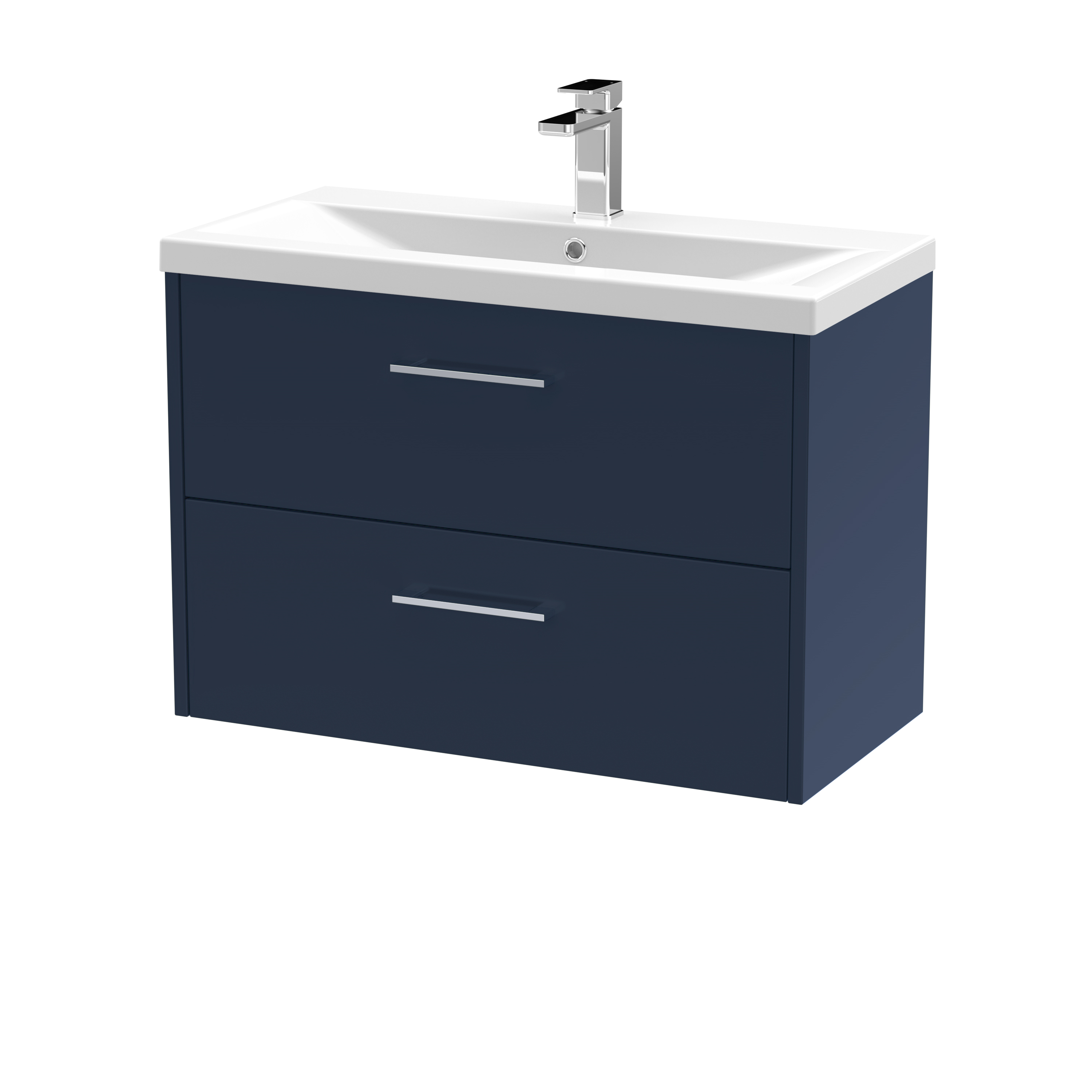 Hudson Reed Juno Midnight Blue 800mm Wall Hung 2 Drawer Vanity Unit and Mid Edge Ceramic Basin JNU2926A