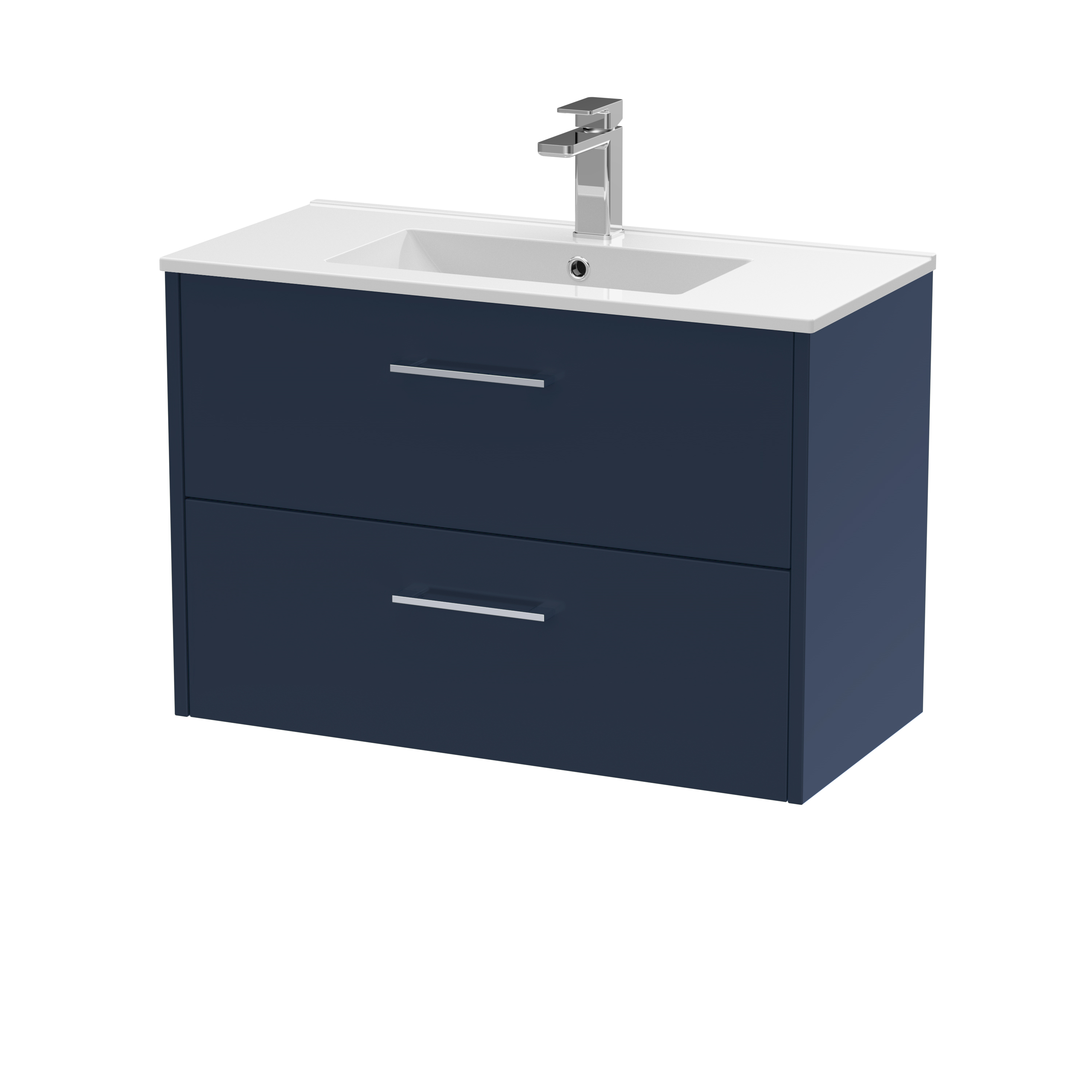 Hudson Reed Juno Midnight Blue 800mm Wall Hung 2 Drawer Vanity Unit and Minimalist Basin JNU2926B