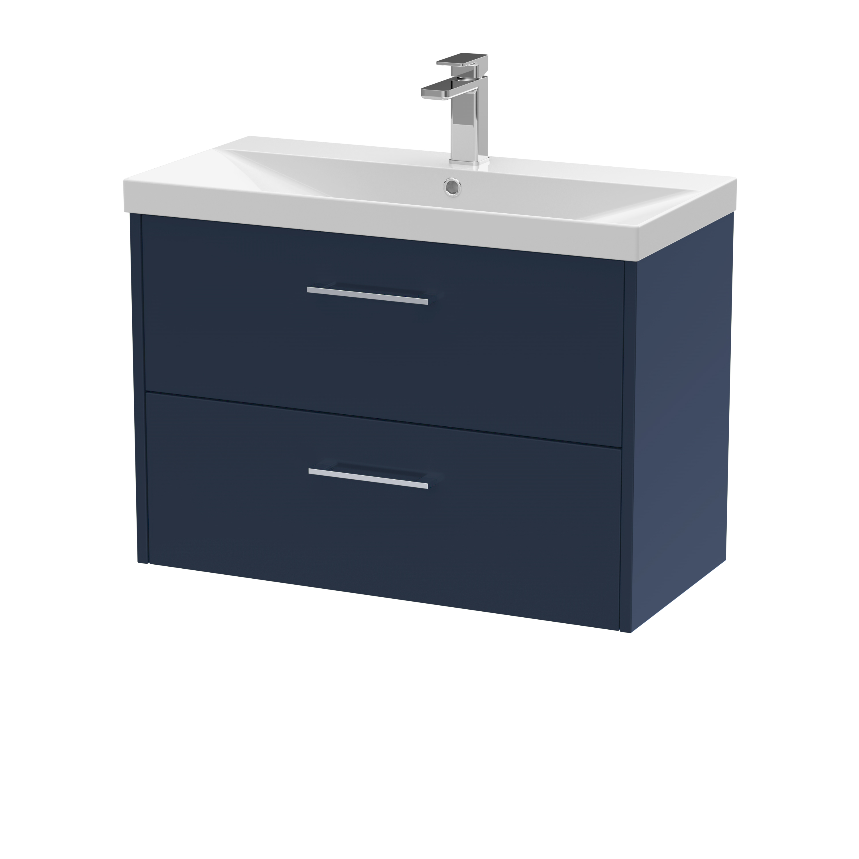 Hudson Reed Juno Midnight Blue 800mm Wall Hung 2 Drawer Vanity Unit and Thin Edge Basin JNU2926D
