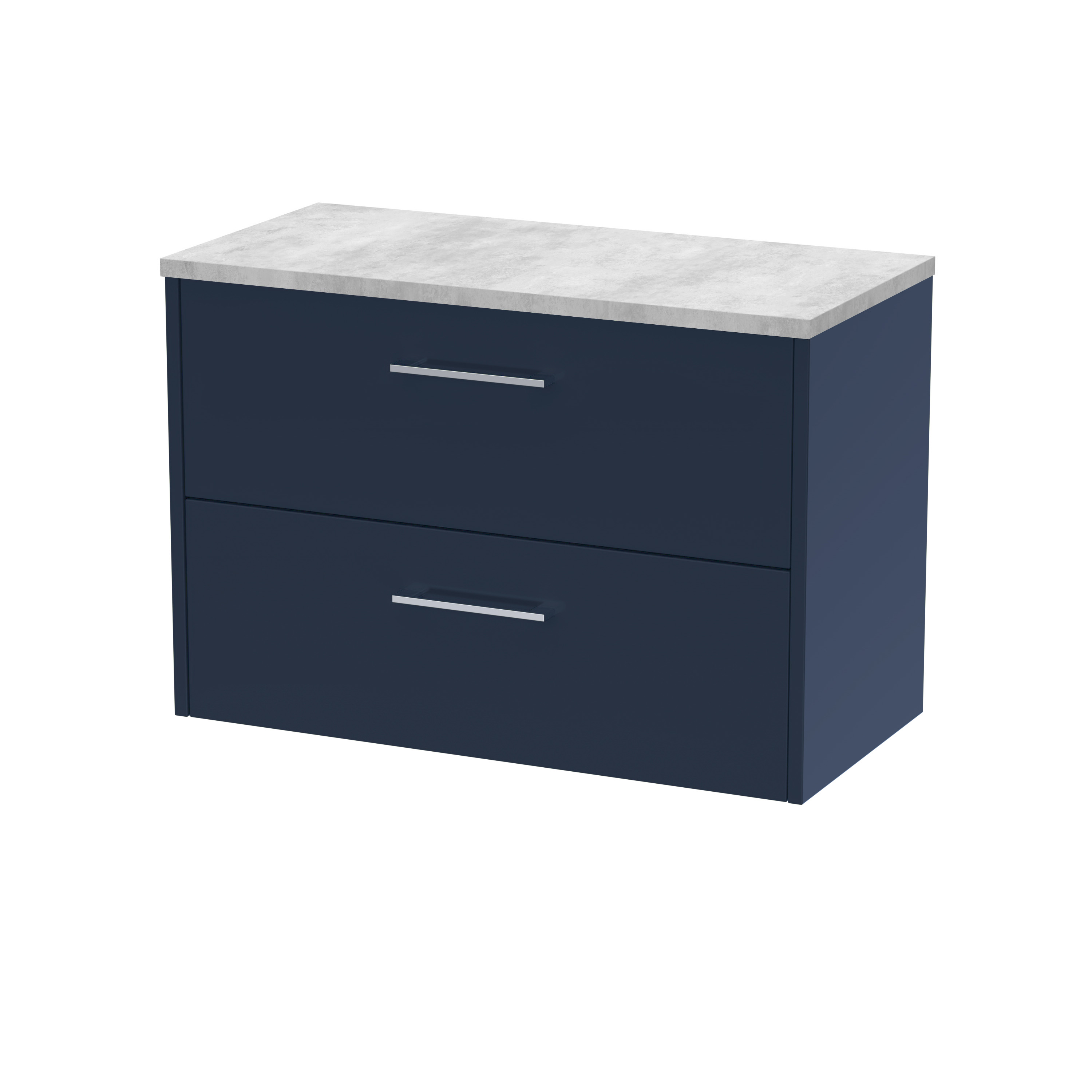 Hudson Reed Juno Midnight Blue 800mm Wall Hung 2 Drawer Vanity Unit and Laminate Worktop JNU2926LBG