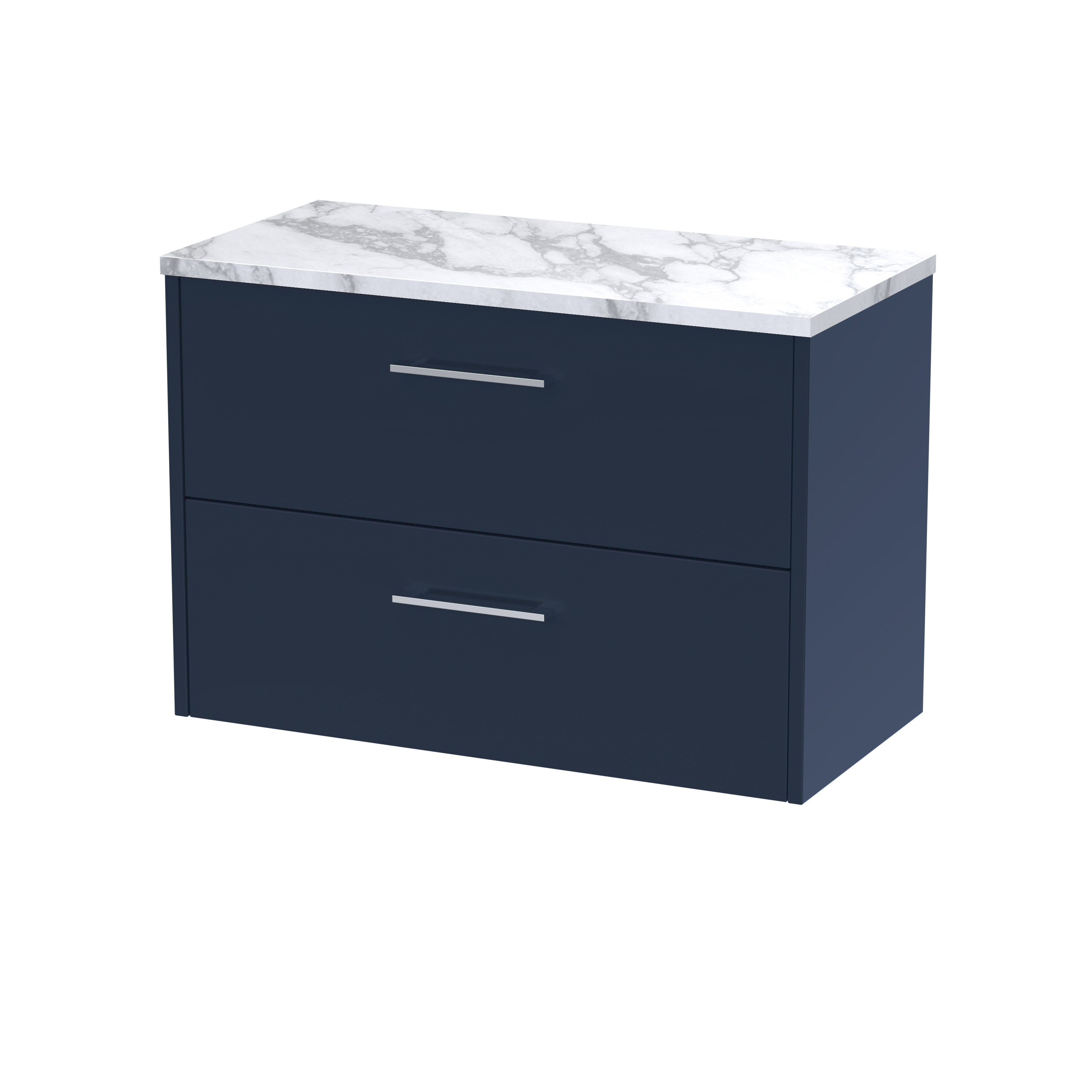 Hudson Reed Juno Midnight Blue 800 Wall Hung 2 Drawer Vanity Unit and Laminate Worktop JNU2926LCM