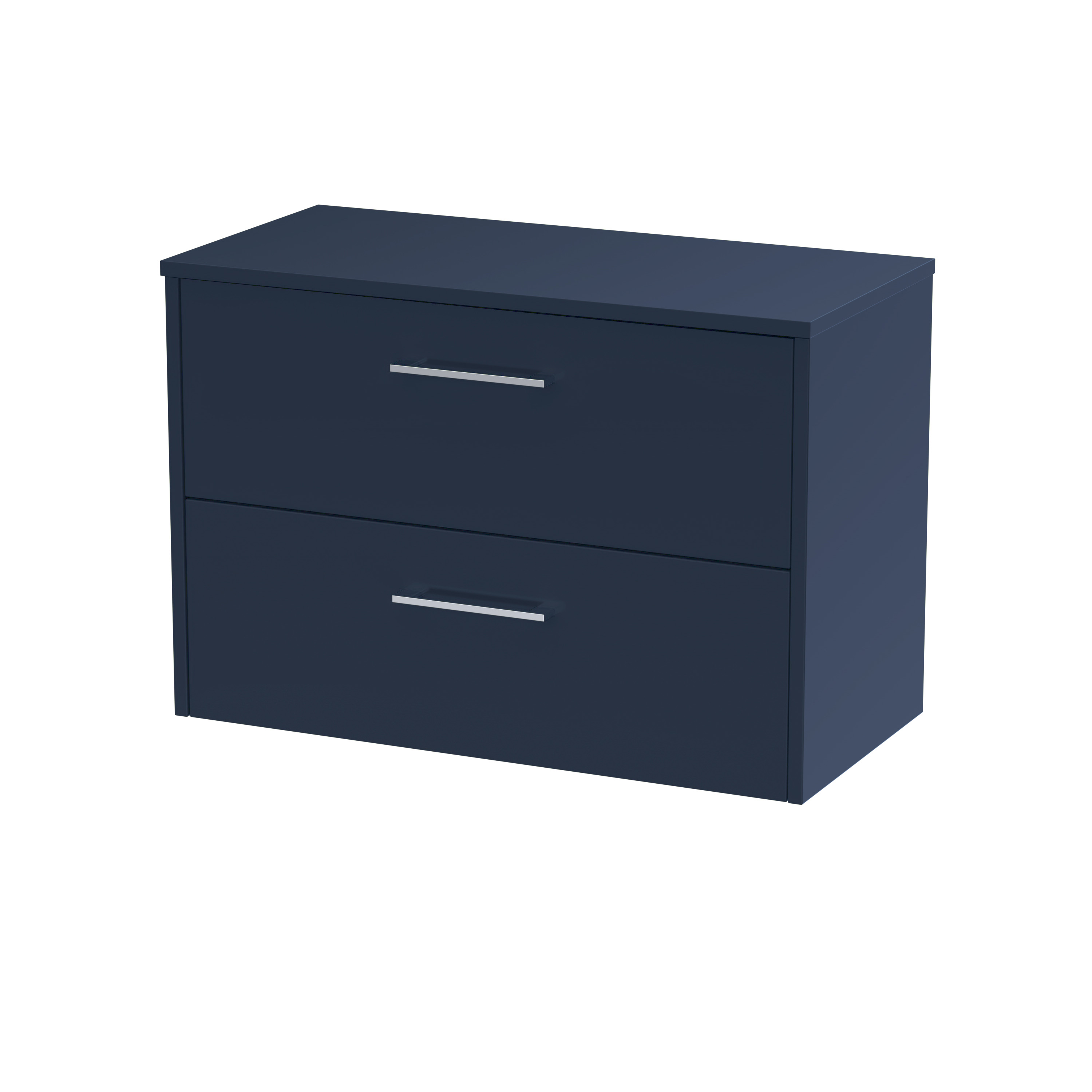 Hudson Reed Juno Midnight Blue 800mm Wall Hung 2 Drawer Vanity Unit and Worktop JNU2926W