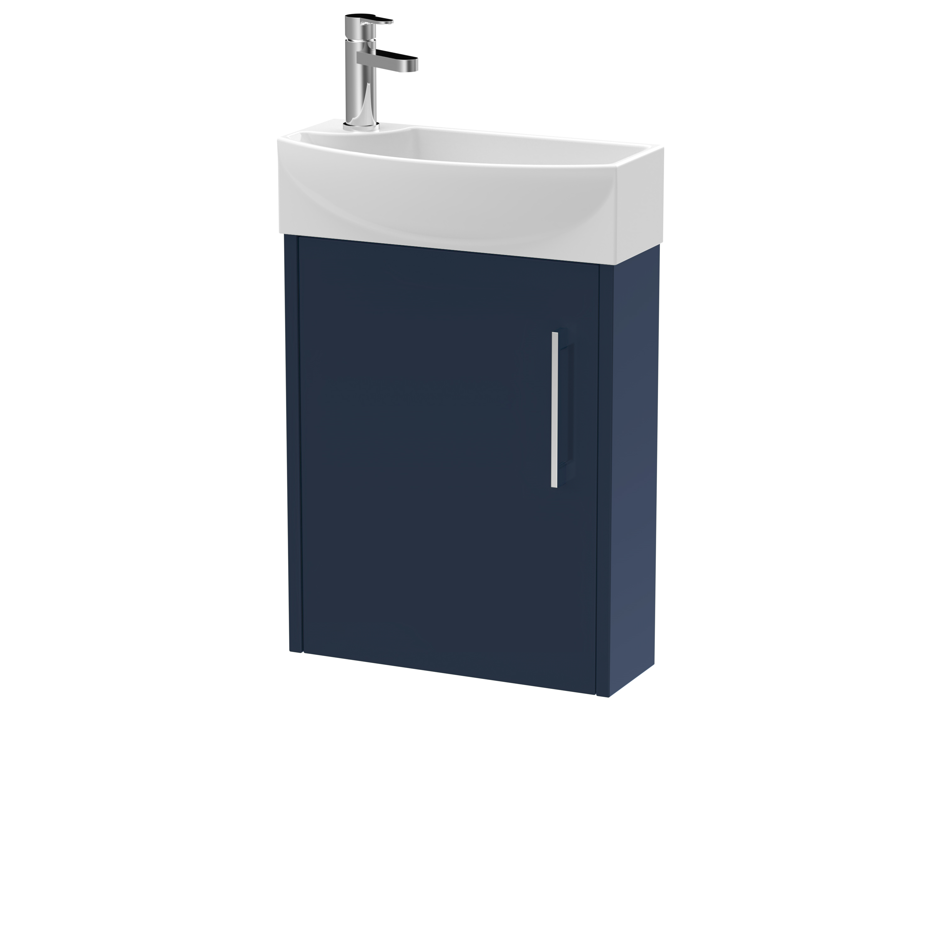 Hudson Reed Juno Compact Midnight Blue 440mm Wall Hung 1 Door Unit and 1TH Basin RH JNU2961R