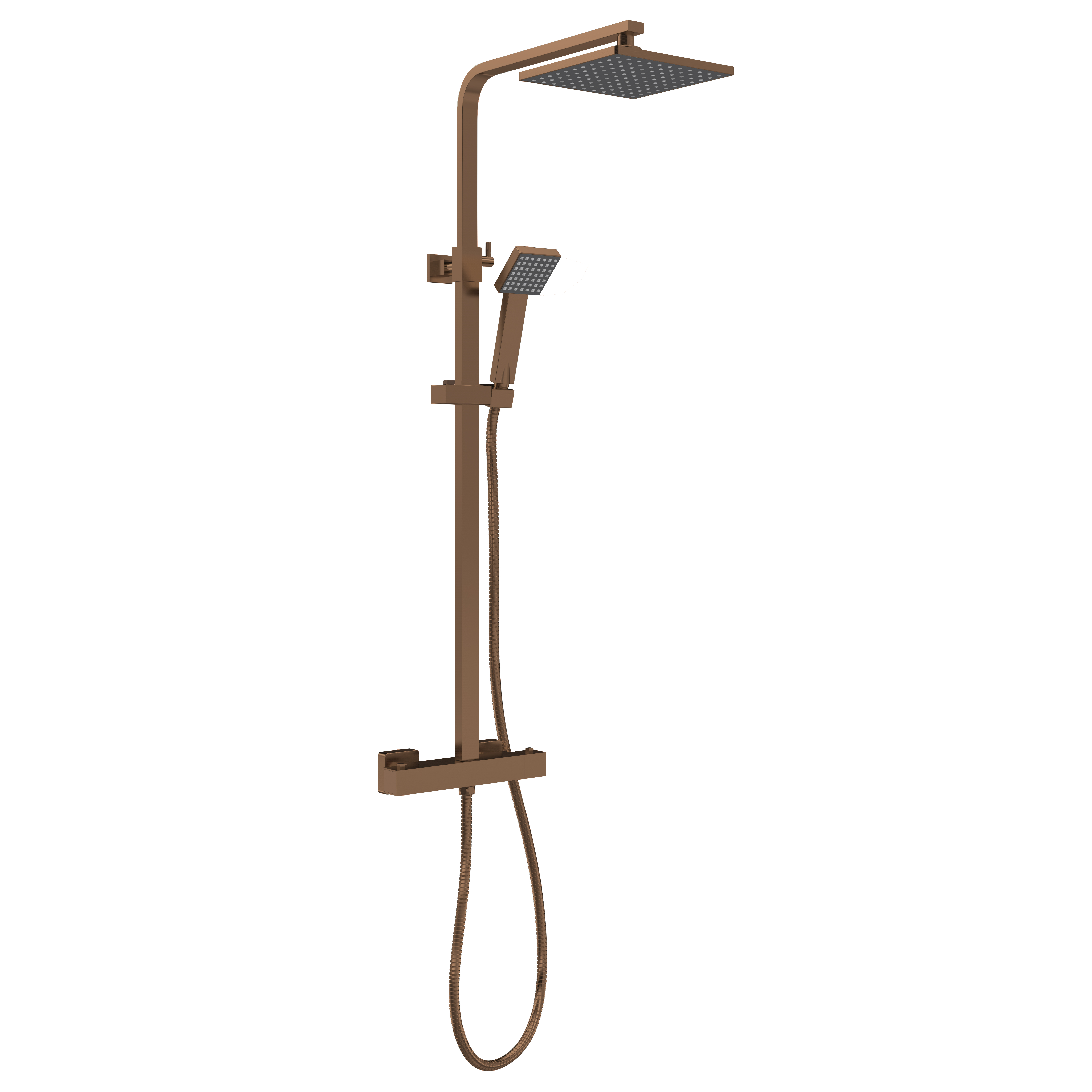 Nuie Brushed Bronze Square Thermostatic Bar Valve and Kit JTY1586