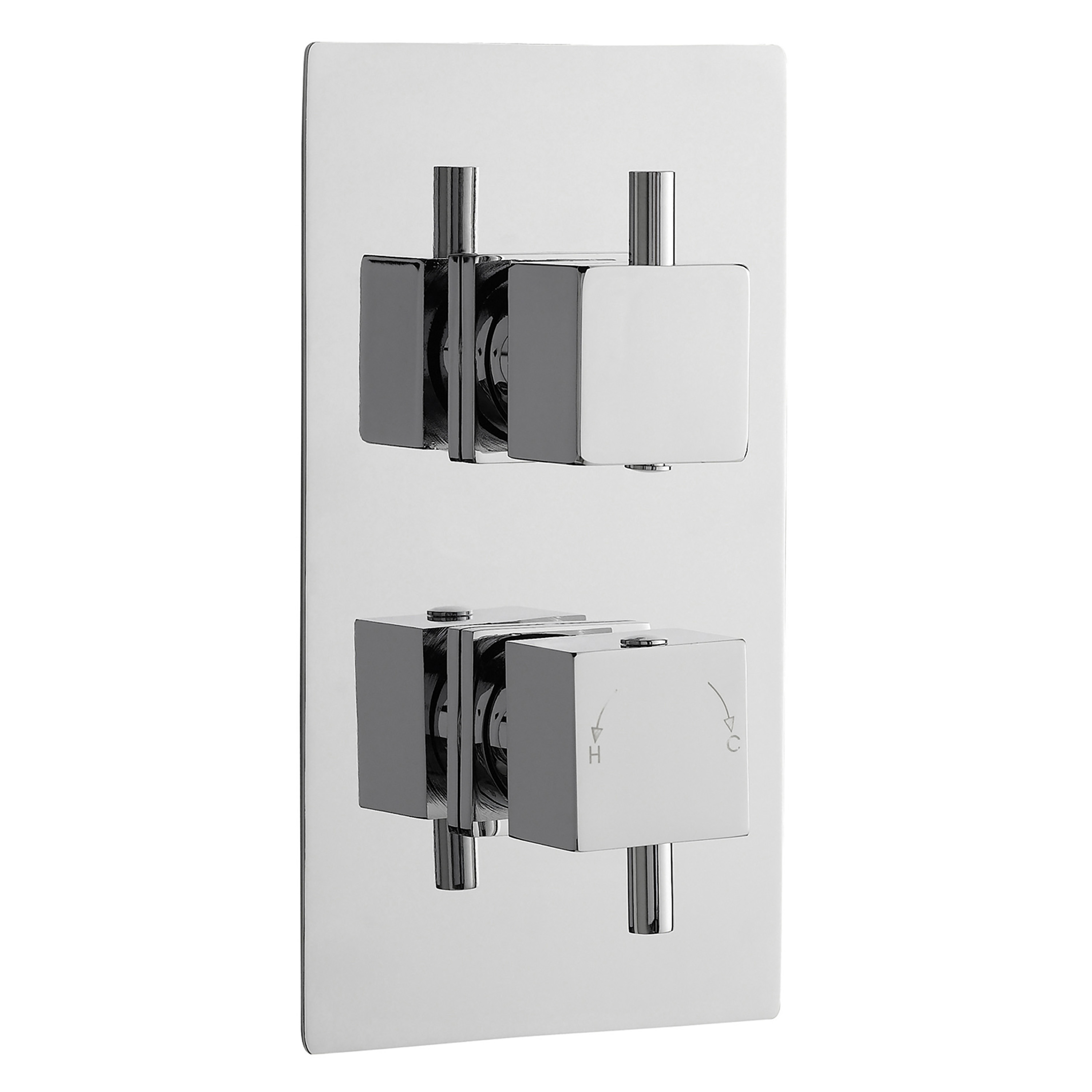 Nuie Square Chrome 2 Outlet Twin Thermostatic Shower Valve with Diverter JTY302