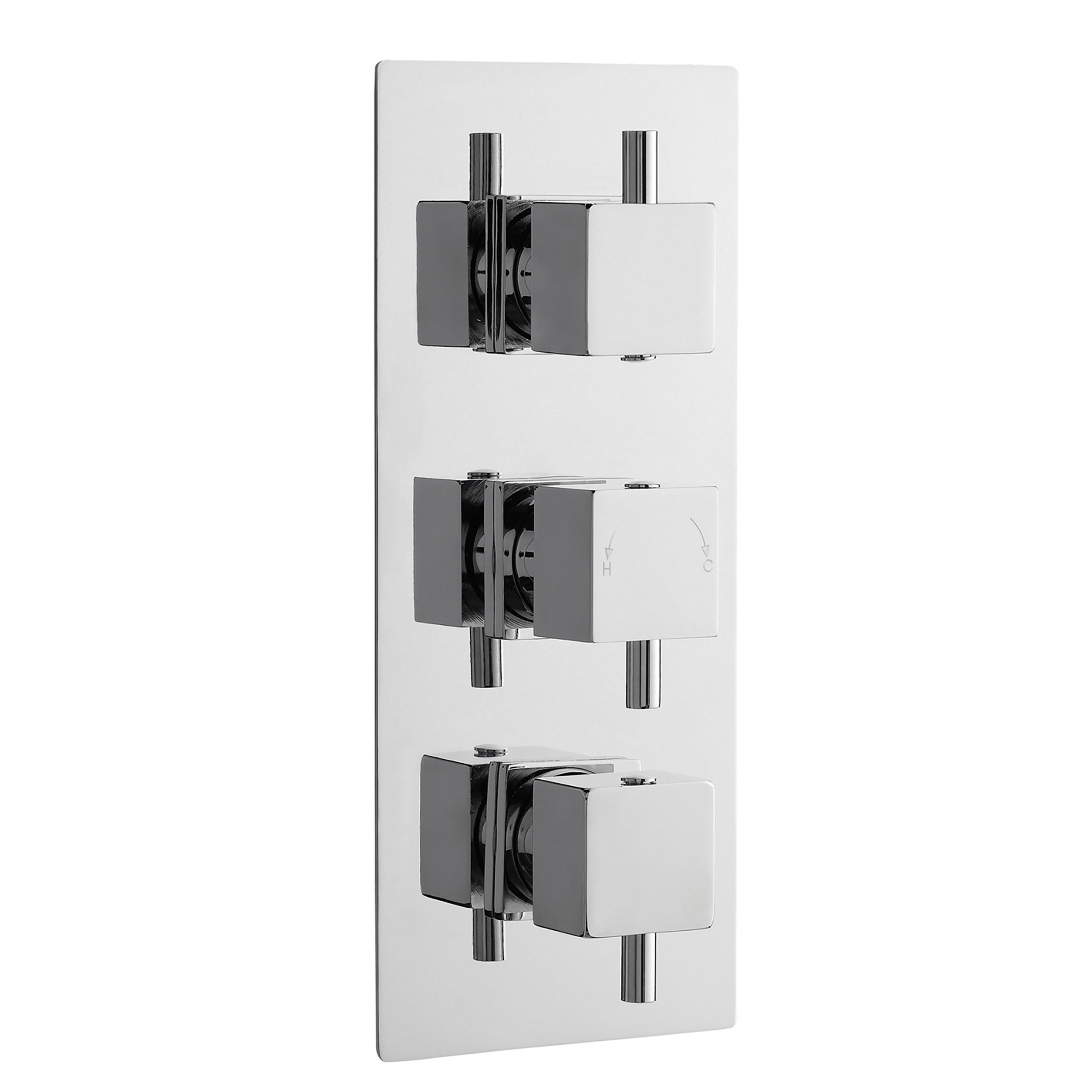 Nuie Square Chrome 2 Outlet Triple Thermostatic Shower Valve JTY303