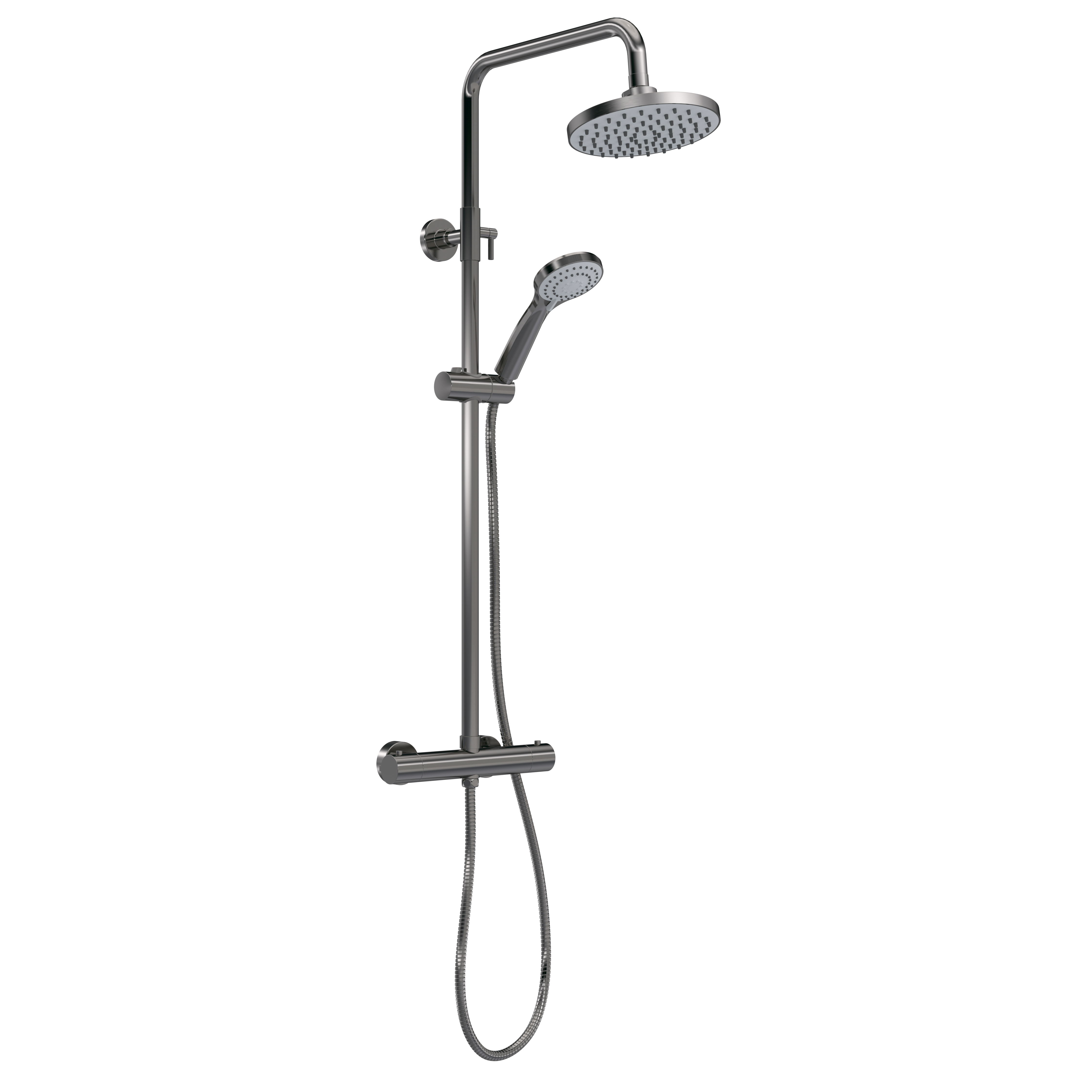 Nuie Brushed Pewter Round Thermostatic Bar Valve and Shower Kit JTY775