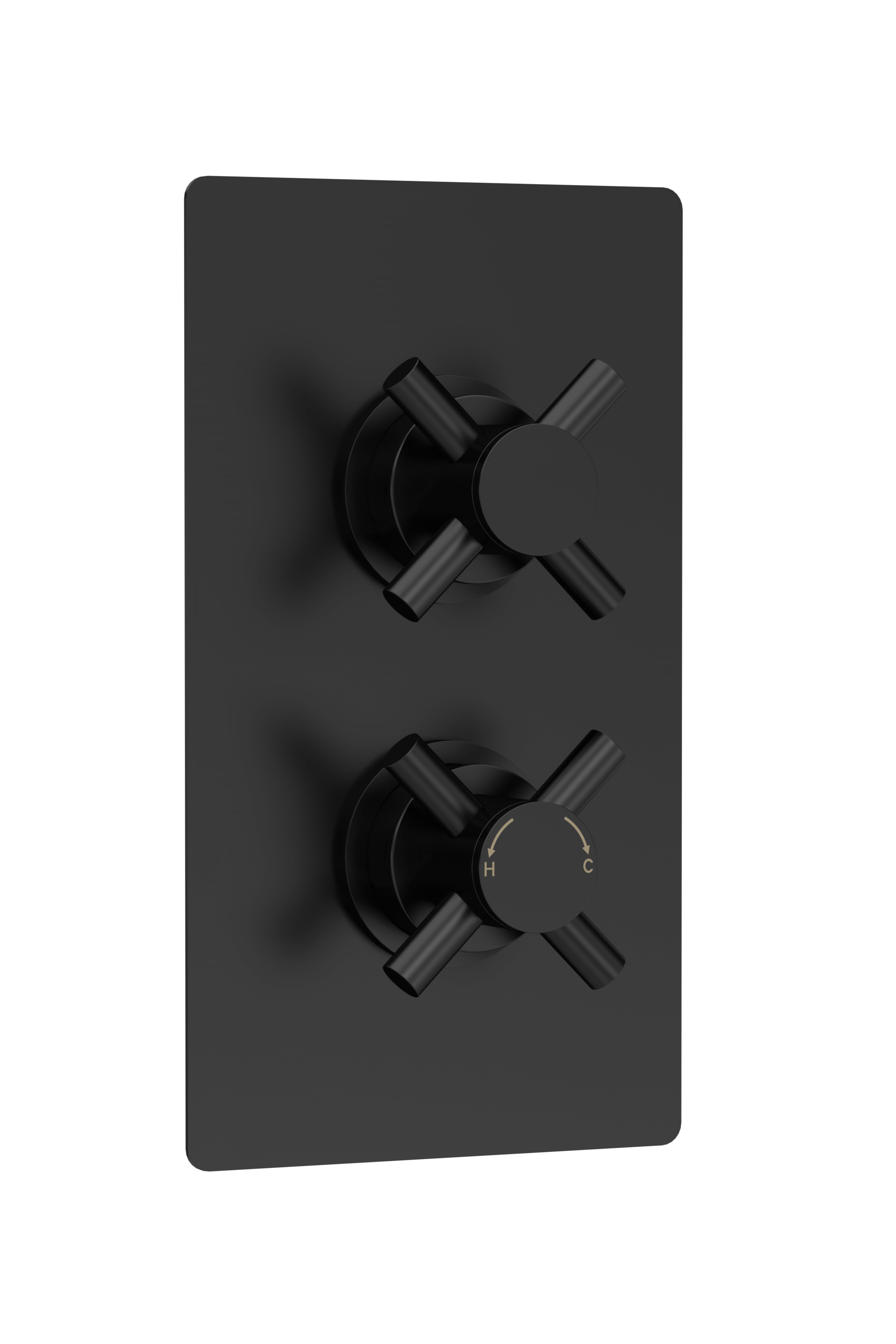 Hudson Reed Tec Crosshead Matt Black 2 Outlet Twin Thermostatic Shower Valve with Diverter KRI4207