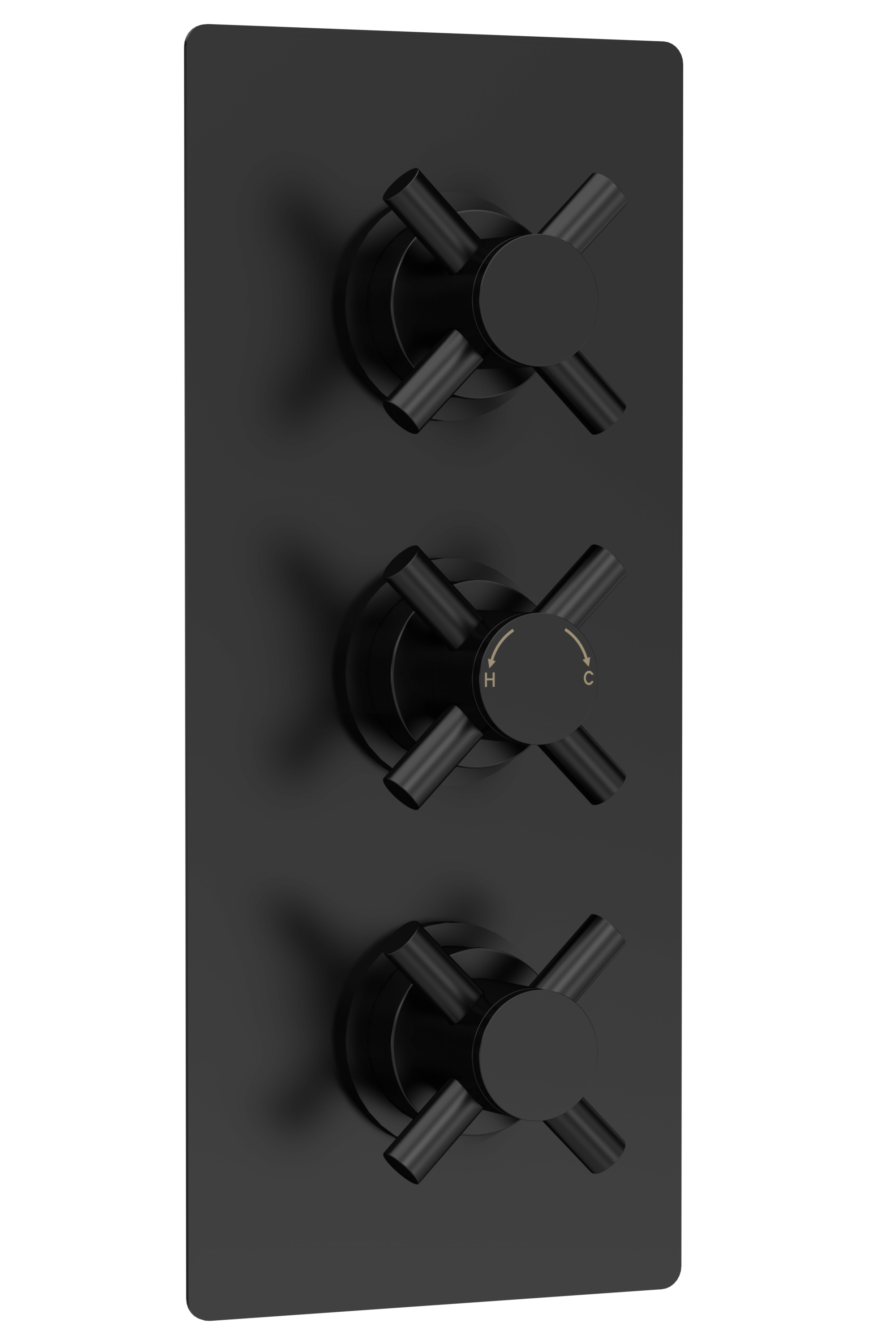 Hudson Reed Tec Crosshead Matt Black 2 Outlet Triple Thermostatic Shower Valve KRI4211