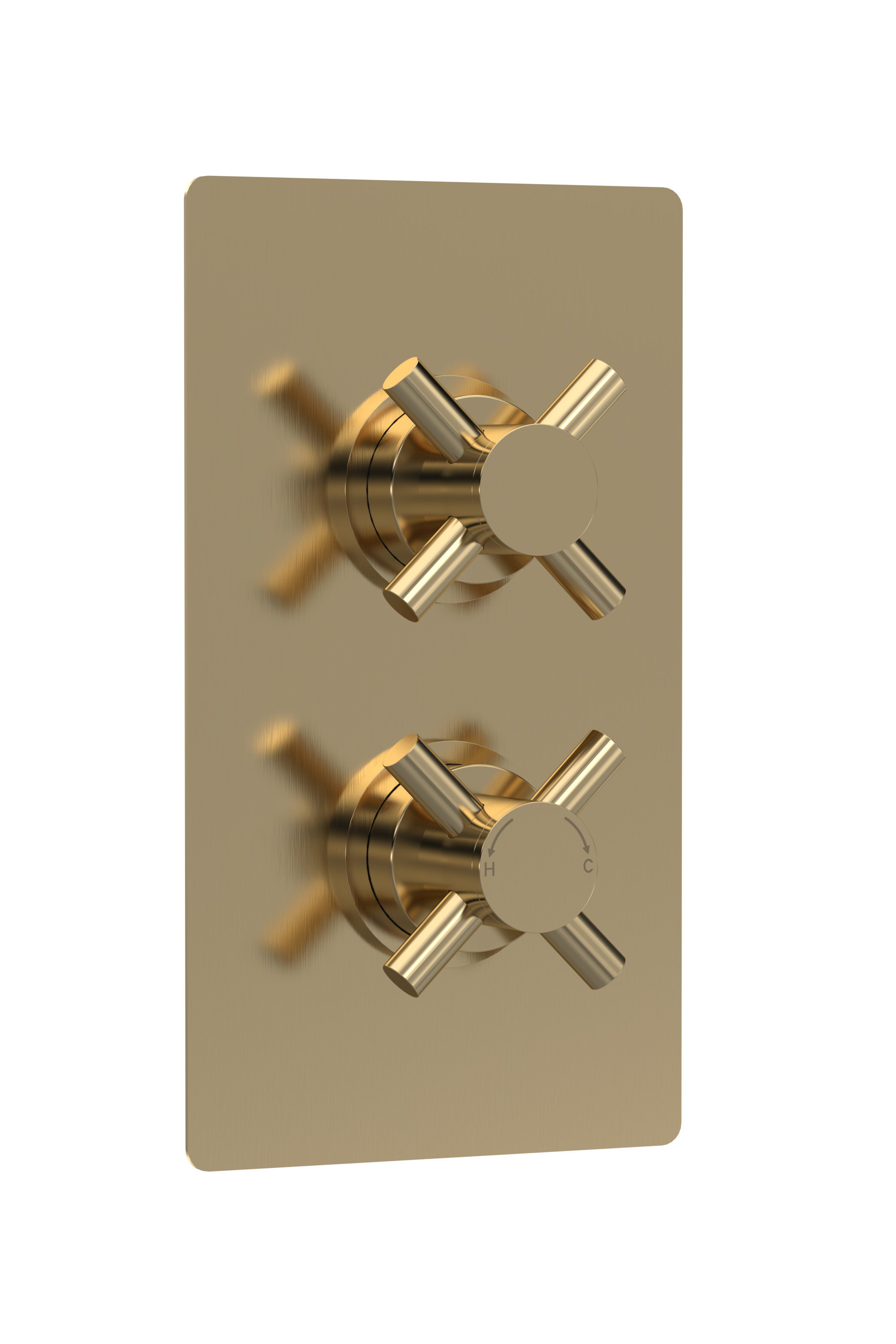 Hudson Reed Tec Crosshead Brushed Brass 2 Outlet Twin Thermostatic Shower Valve with Diverter KRI8207