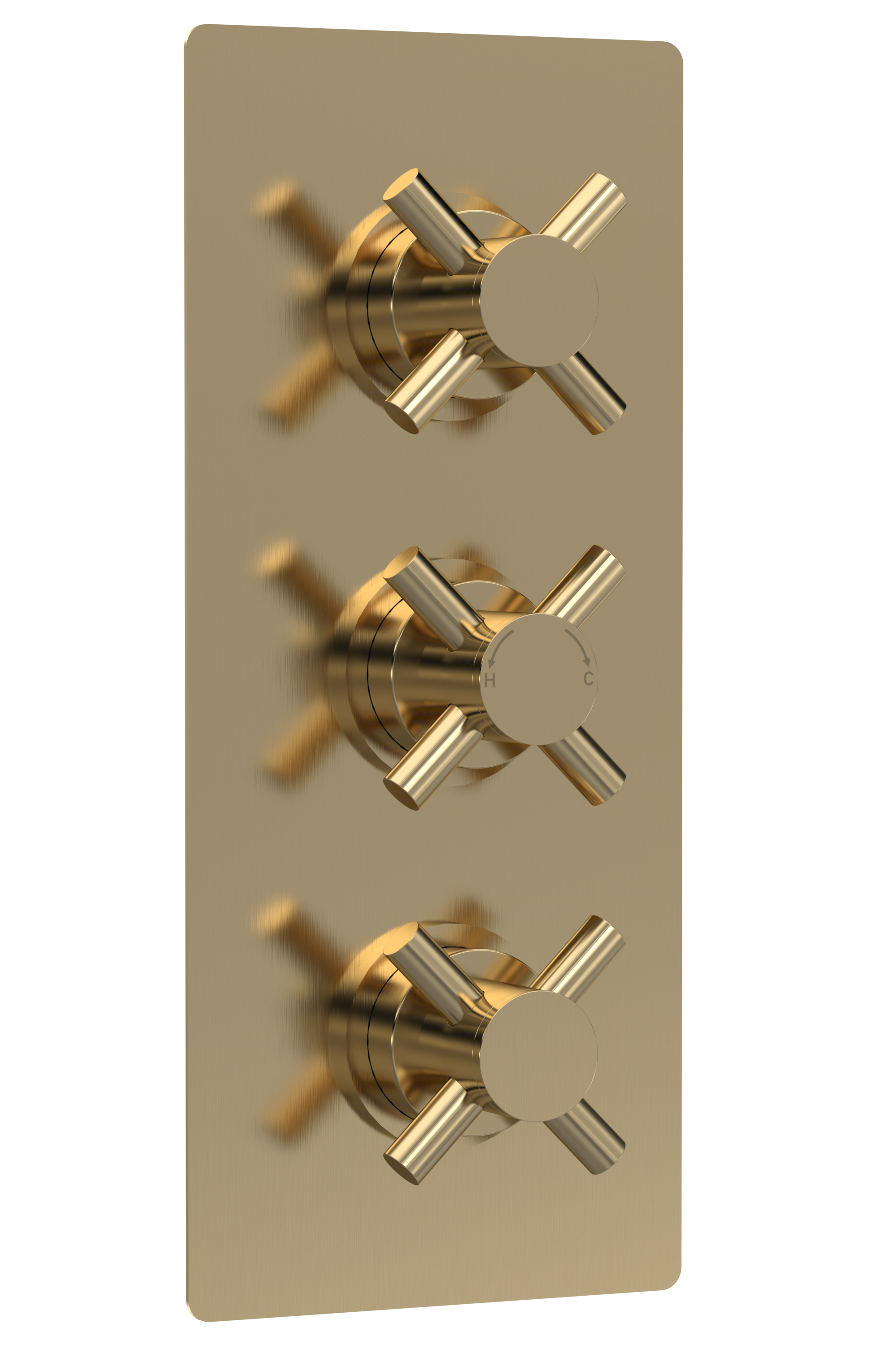 Hudson Reed Tec Crosshead Brushed Brass 2 Outlet Triple Thermostatic Shower Valve KRI8211