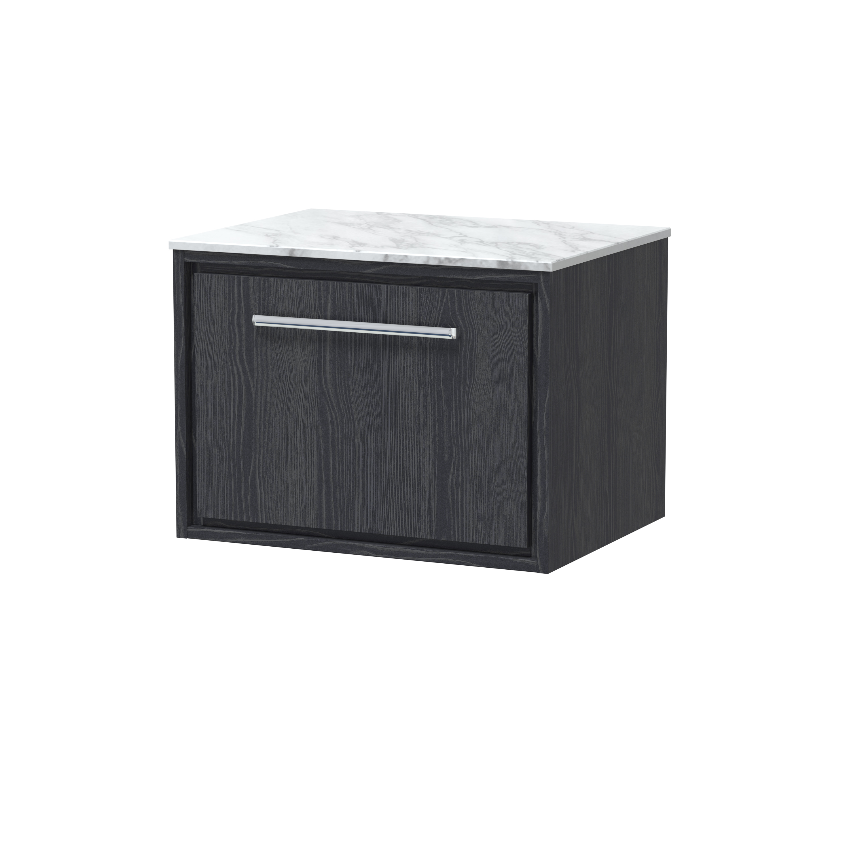 Hudson Reed Lille Graphite Grey Woodgrain 600mm Wall Hung Vanity with Marble Worktop LIL2222CMT
