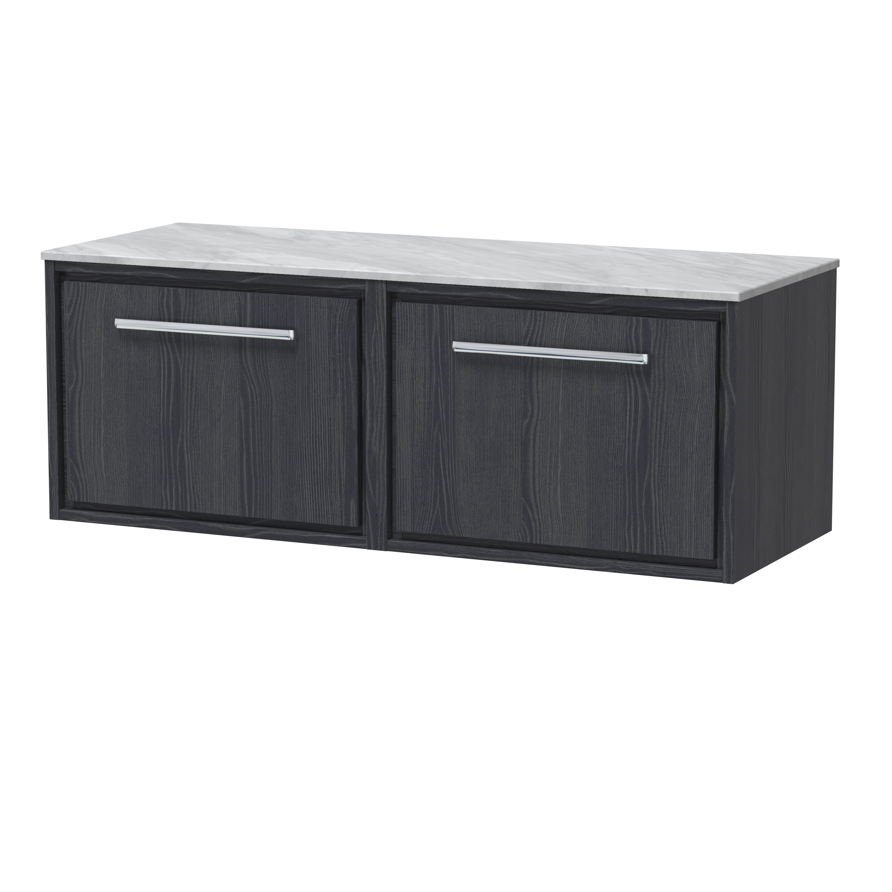 Hudson Reed Lille Graphite Grey Woodgrain 1200mm Wall Hung Vanity with Marble Worktop LIL2222GMT2