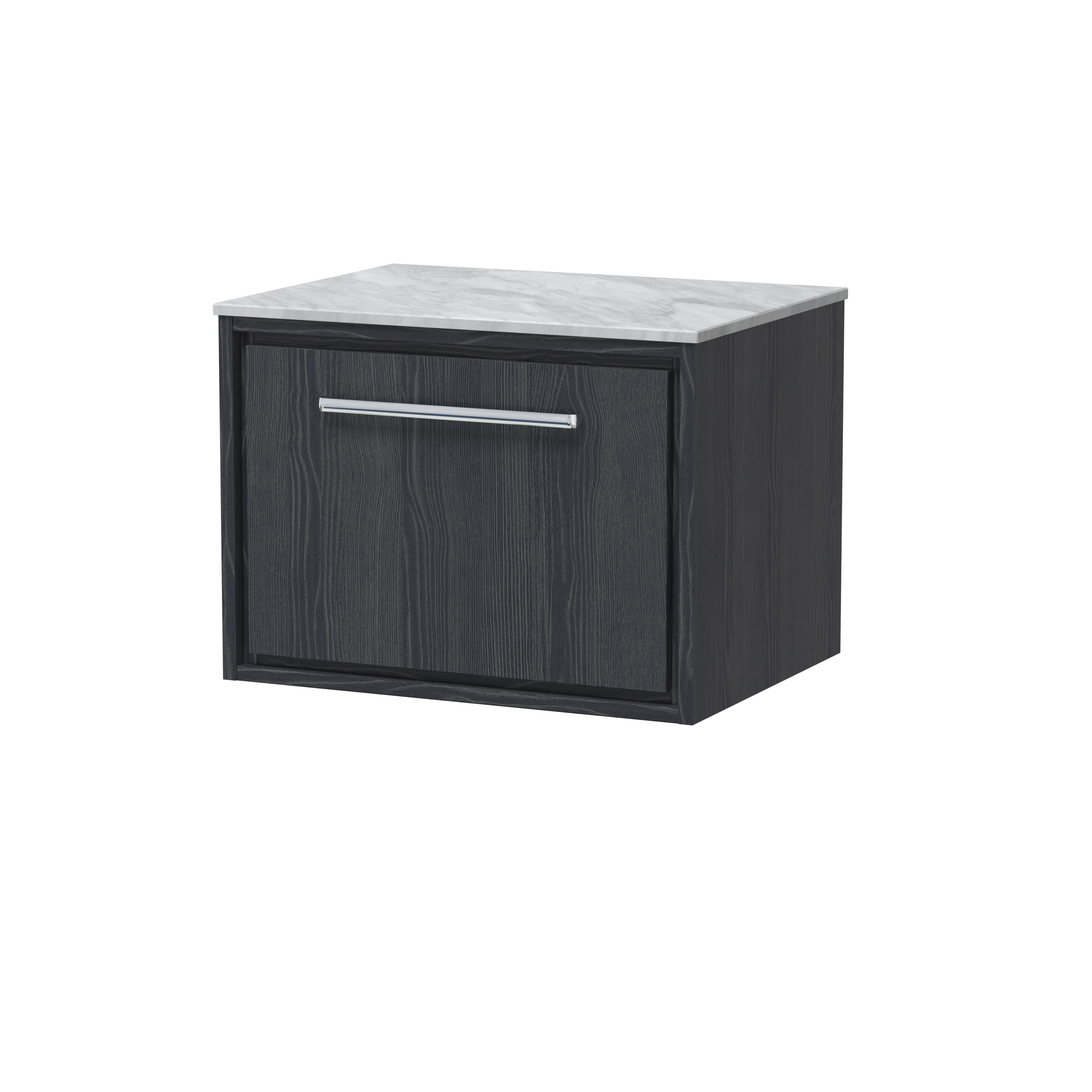 Hudson Reed Lille Graphite Grey Woodgrain 600mm Wall Hung Vanity with Marble Worktop LIL2222GMT