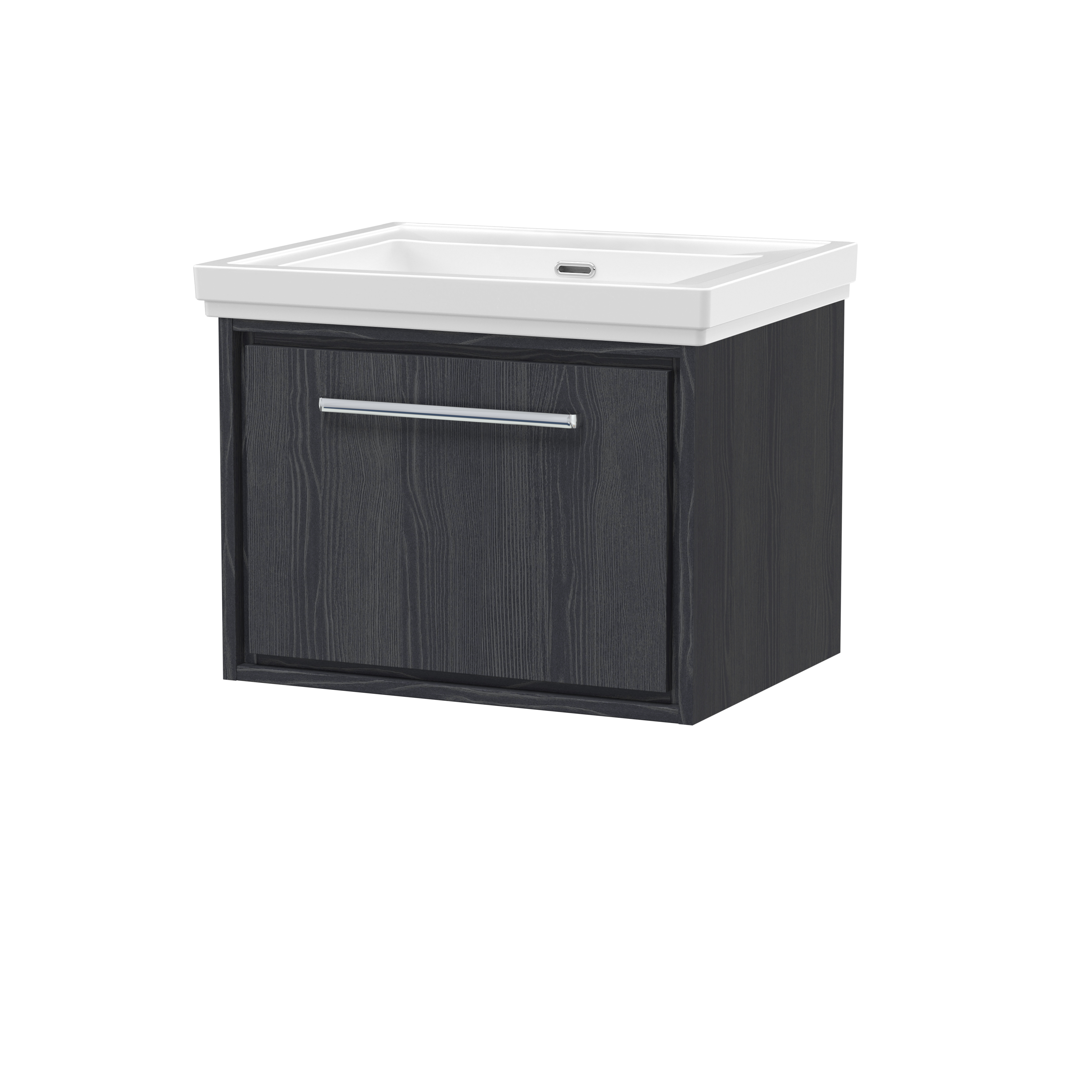 Hudson Reed Lille Graphite Grey Woodgrain 600mm Wall Hung Vanity with Basin 0 Tap Hole LIL2222H