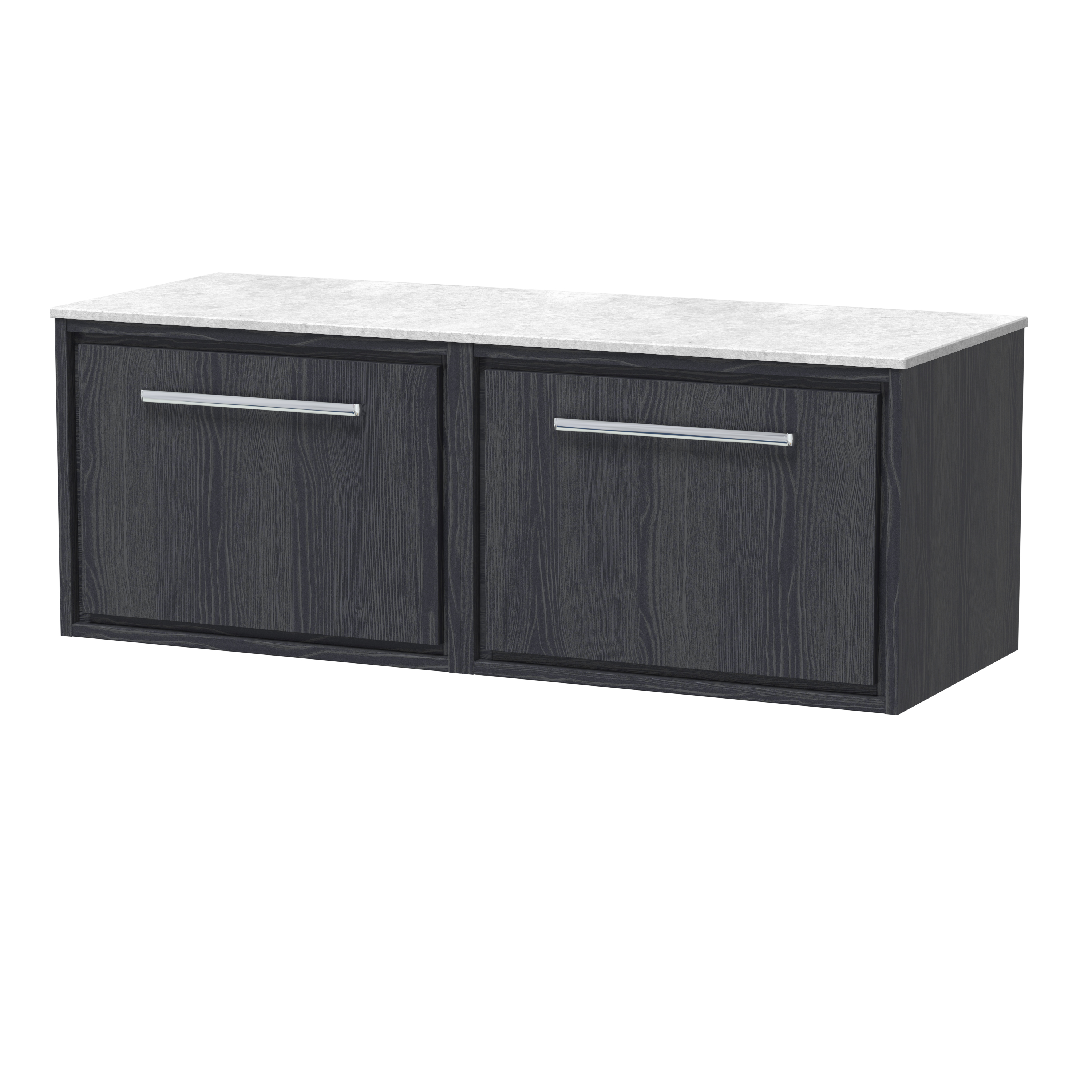 Hudson Reed Lille Graphite Grey Woodgrain 1200mm Wall Hung Vanity with Marble Worktop LIL2222WMT2